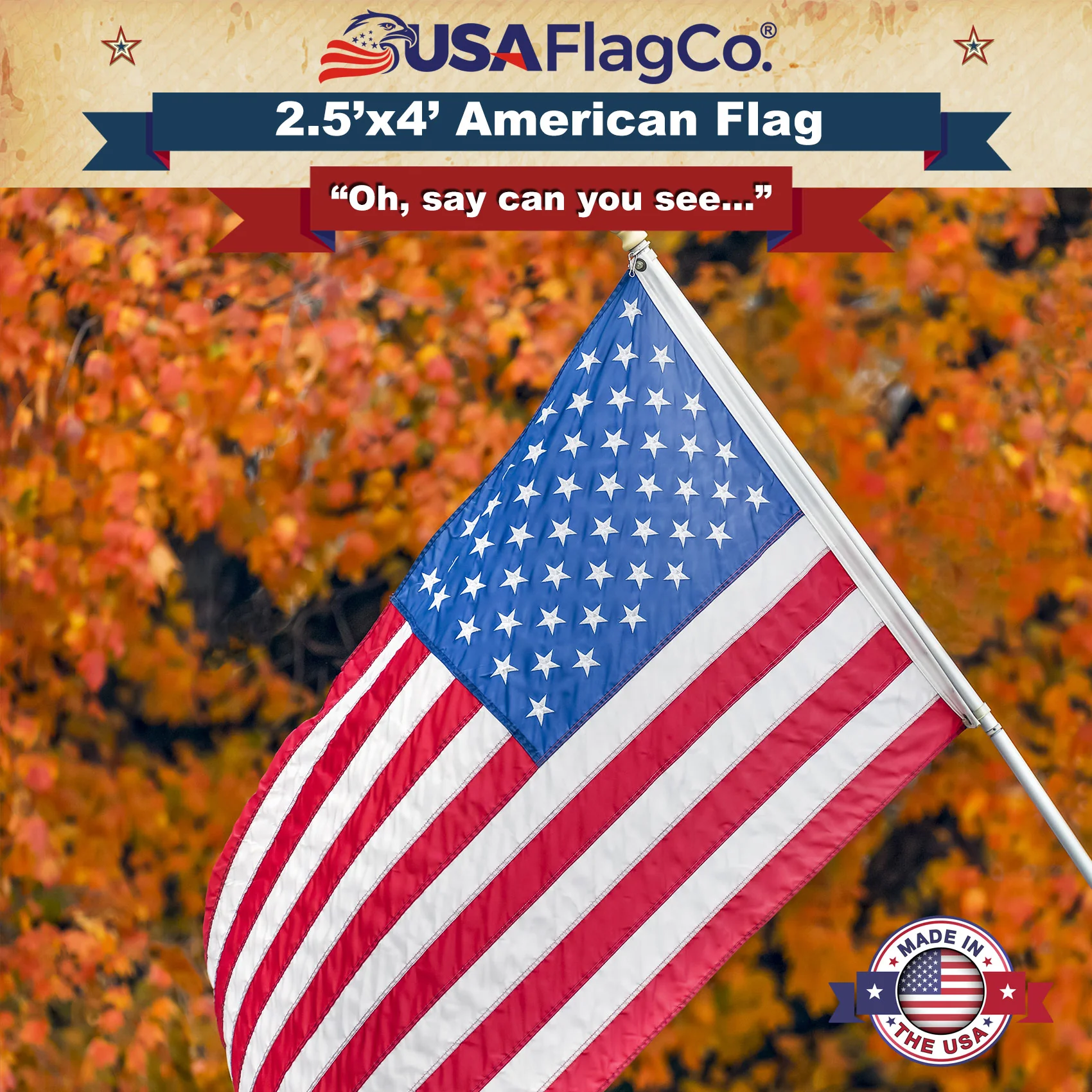 American Flag 2.5x4 Made in USA – Solar Shield Nylon - Image 8