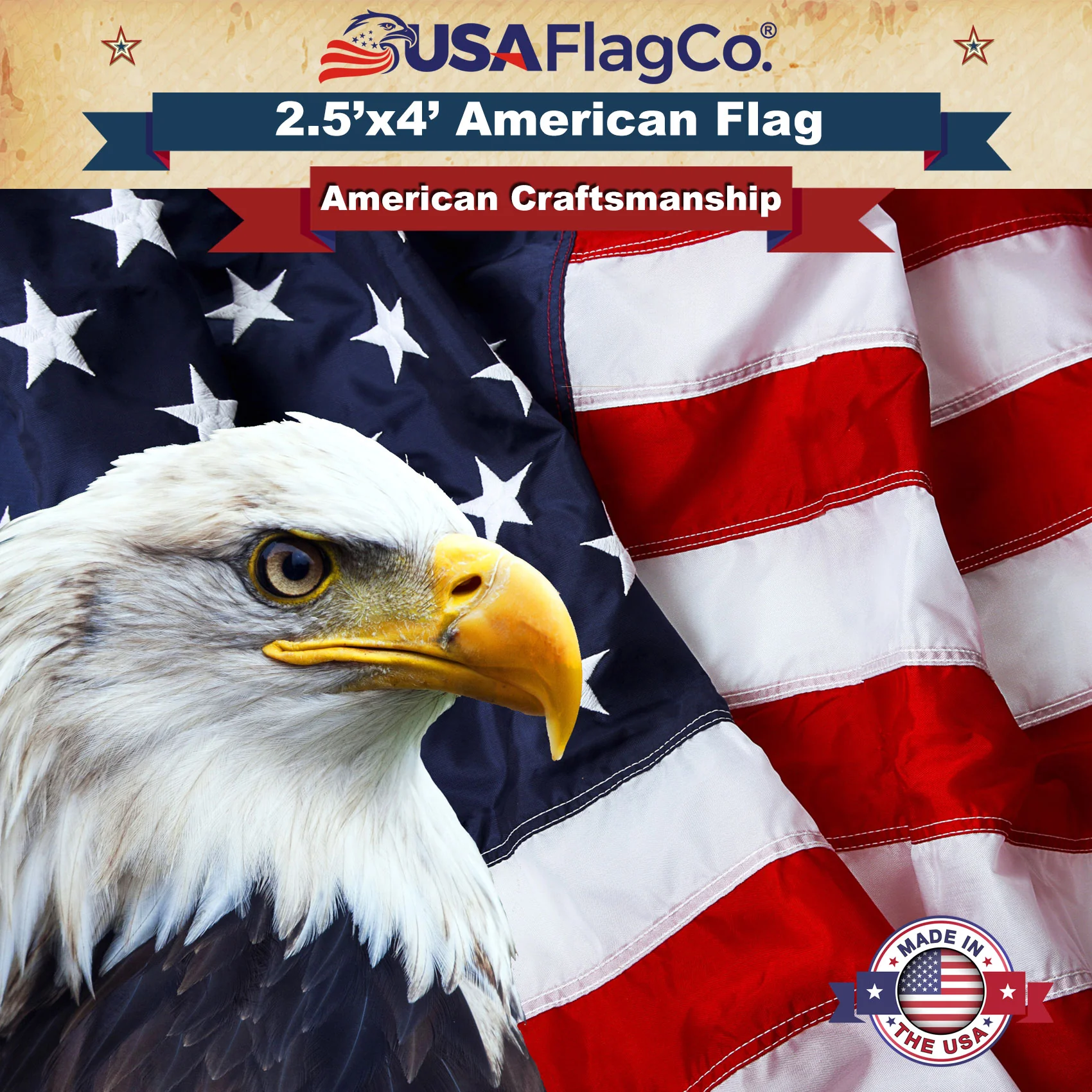 American Flag 2.5x4 Made in USA – Solar Shield Nylon - Image 9