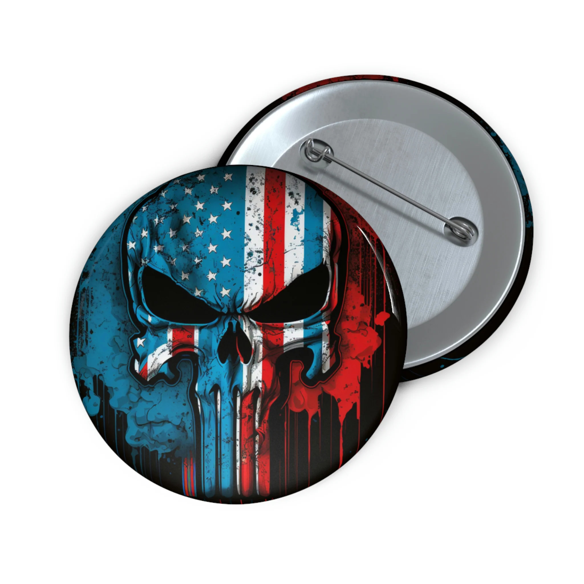 American Flag Punisher Skull Custom Pin Buttons - Image 5