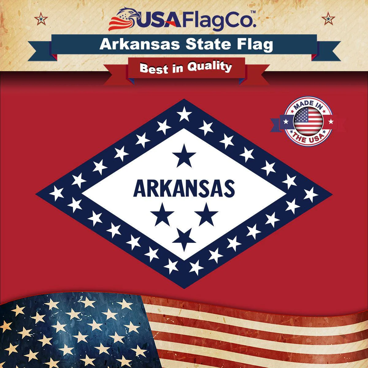 Arkansas State Flag Made in USA – Heavy Duty Nylon