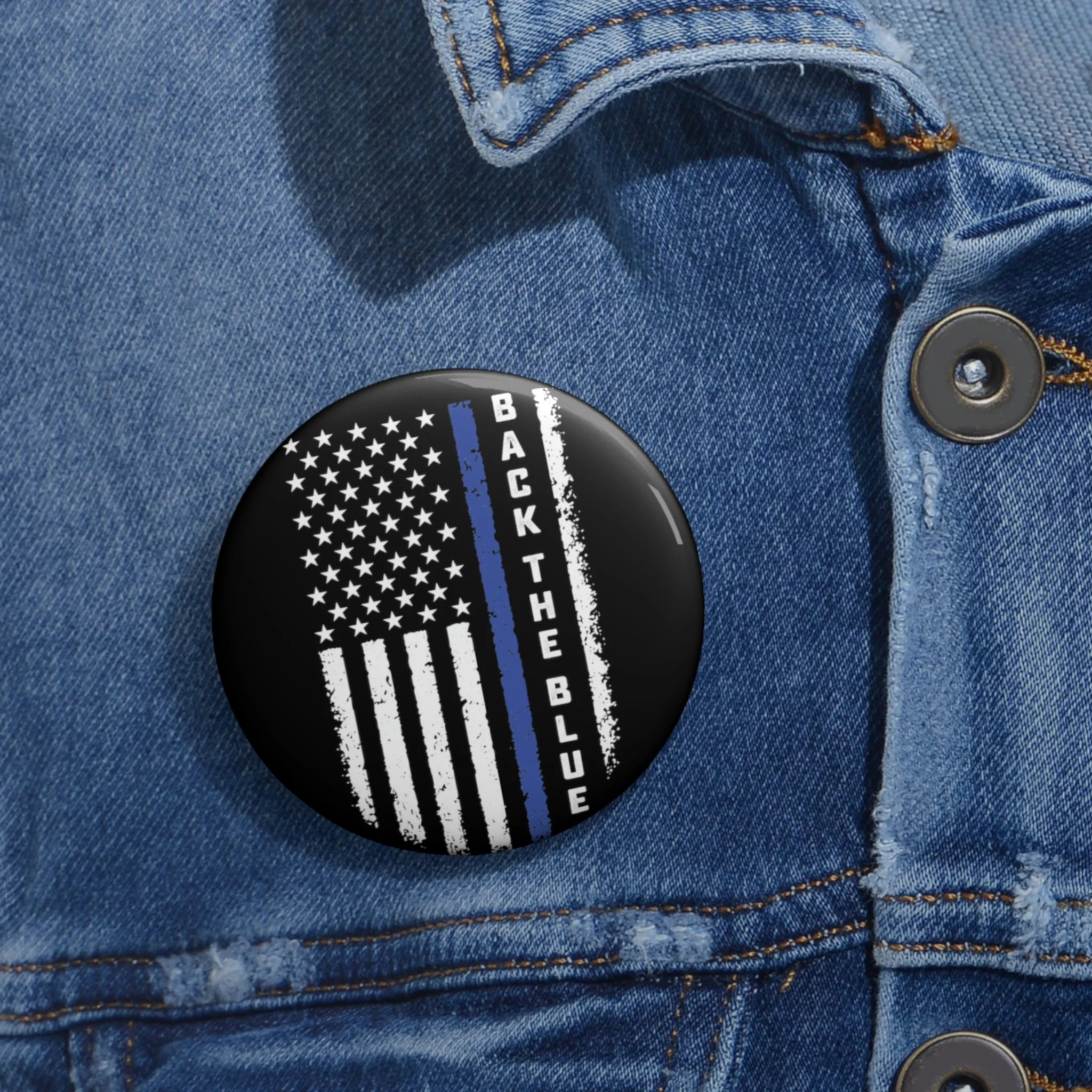 Back The Blue Flag Custom Pin Buttons - Image 4