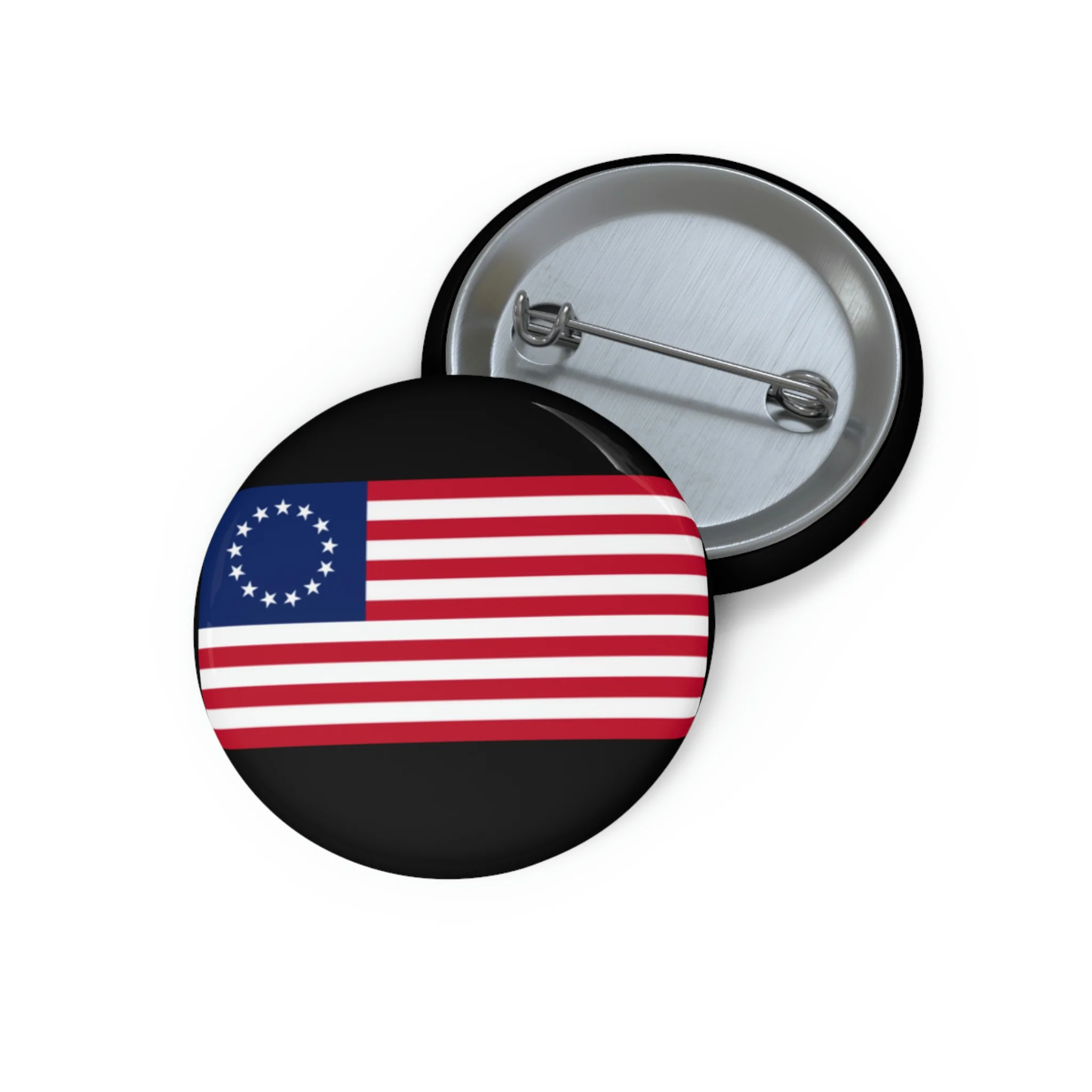 Betsy Ross Flag Custom Pin Buttons - Black - Image 3
