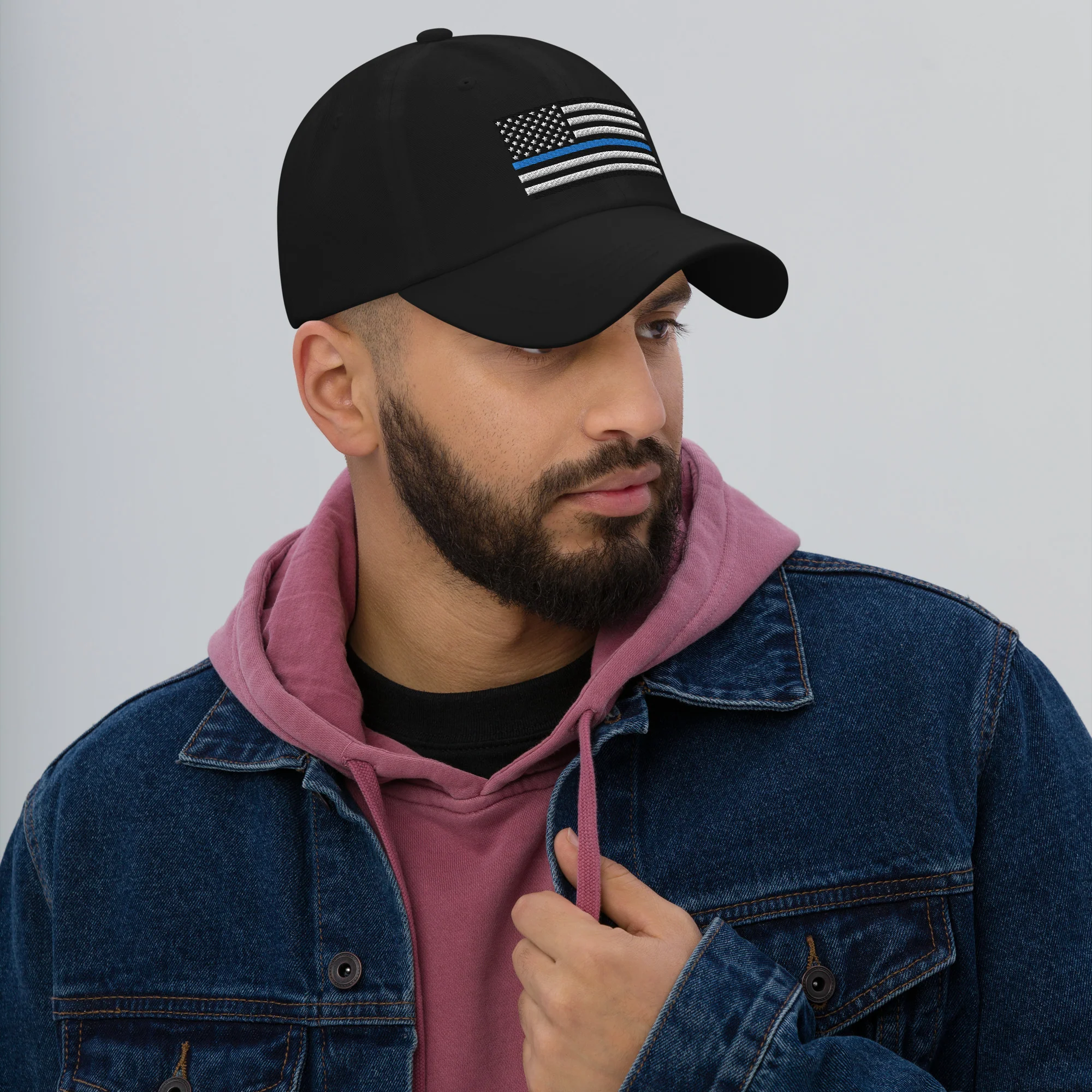 Dad Hat - Thin Blue Line Flag (Embroidered Flag) - Image 7