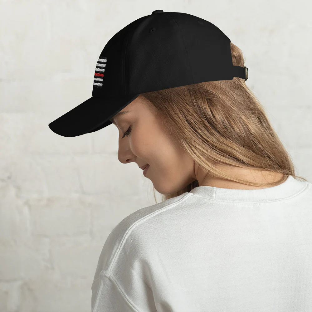 Dad Hat - Thin Red Line Flag (Embroidered Flag) - Image 3