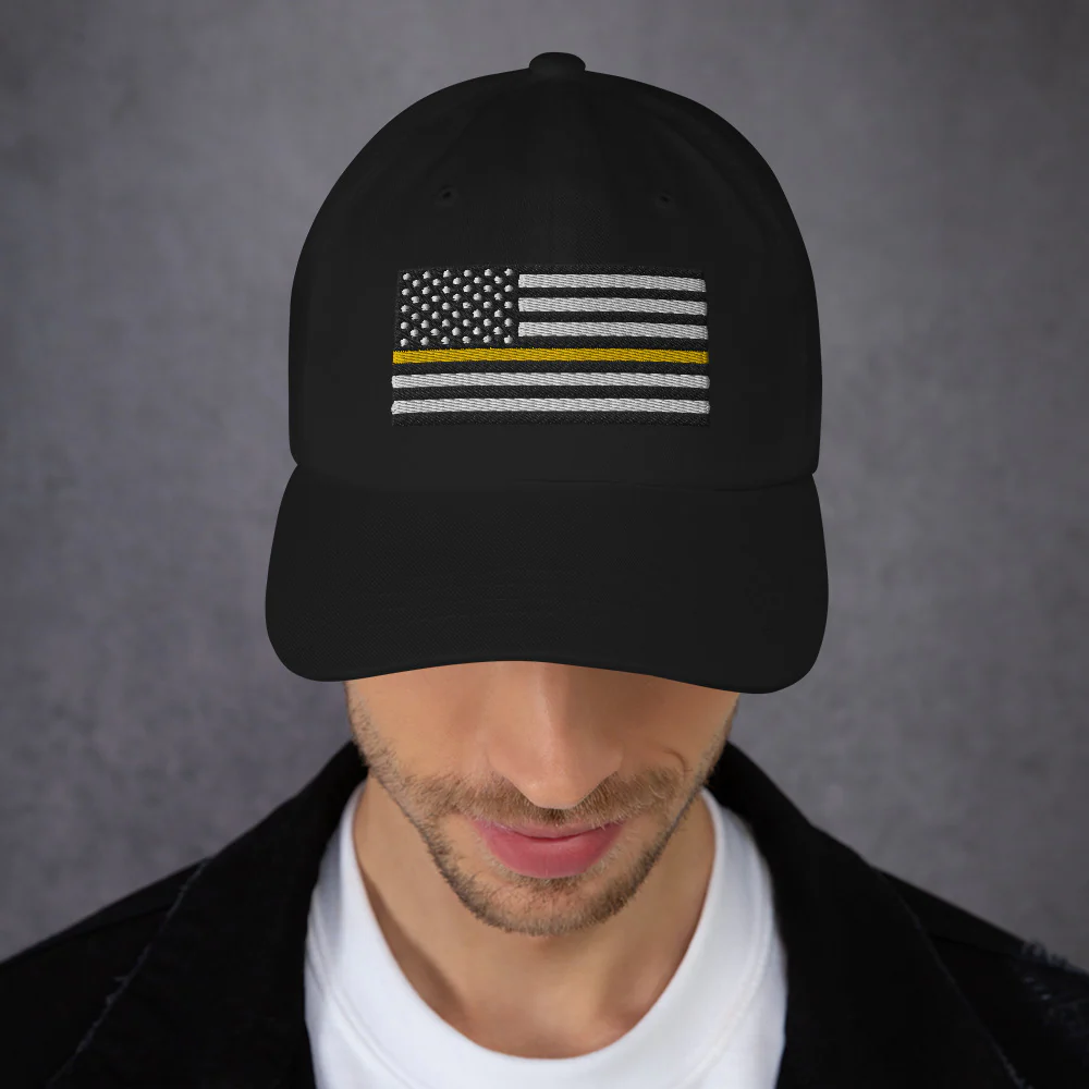 Dad Hat - Thin Yellow Line Flag (Embroidered Flag) - Image 11