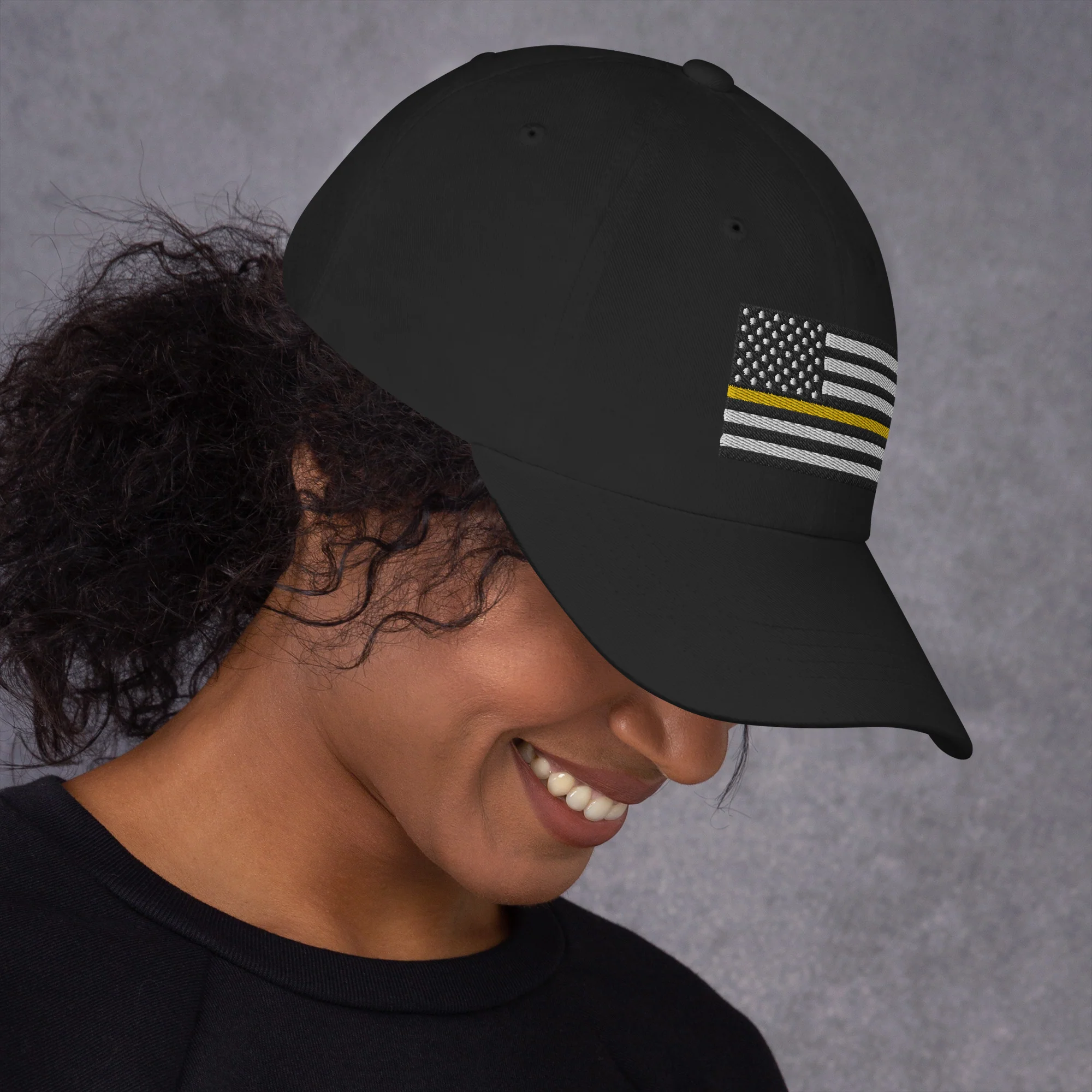 Dad Hat - Thin Yellow Line Flag (Embroidered Flag) - Image 17