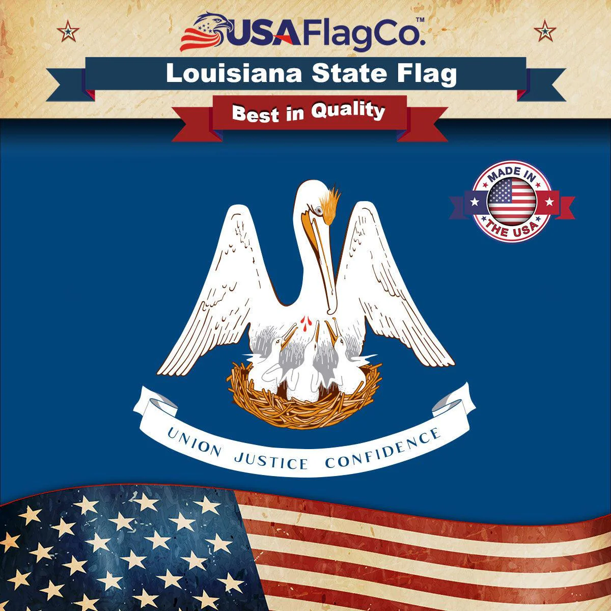 Louisiana State Flag Made in USA – Heavy Duty Nylon