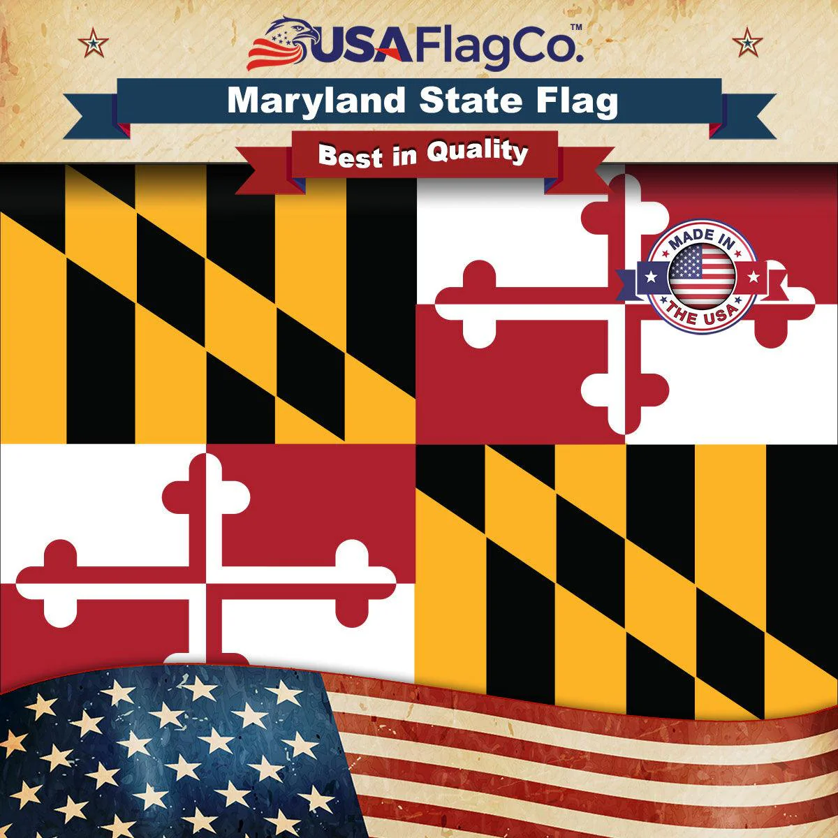 Maryland State Flag Made in USA – Heavy Duty Nylon