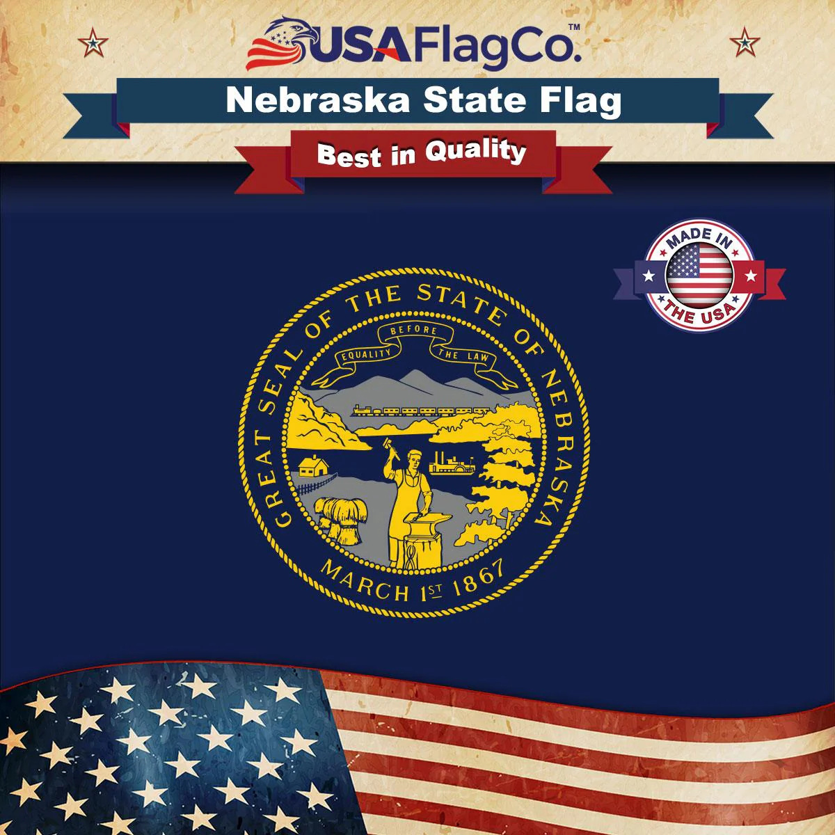Nebraska State Flag Made in USA – Heavy Duty Nylon