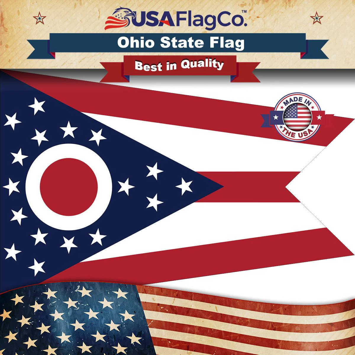 Ohio State Flag Made in USA – Heavy Duty Nylon
