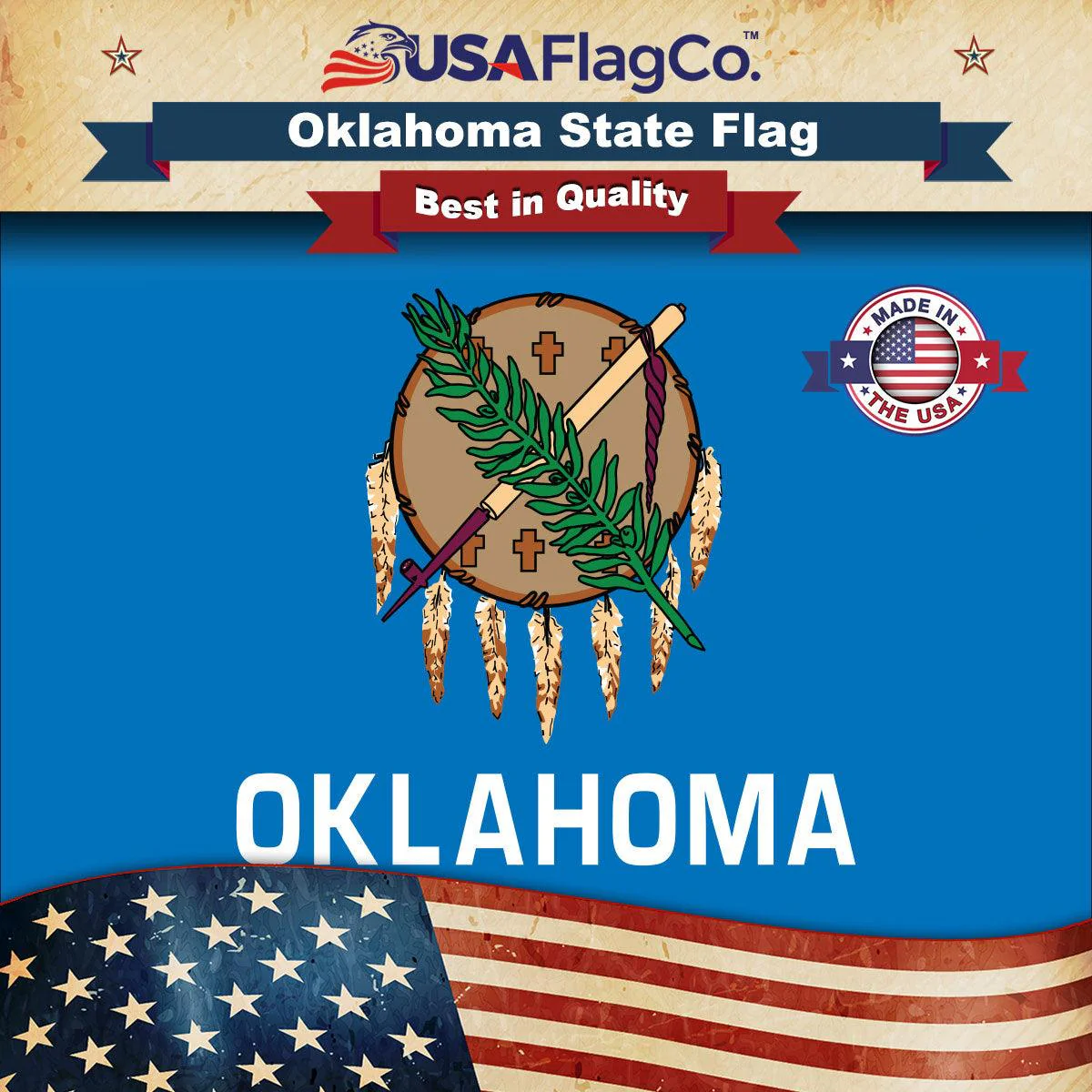 Oklahoma State Flag Made in USA – Heavy Duty Nylon