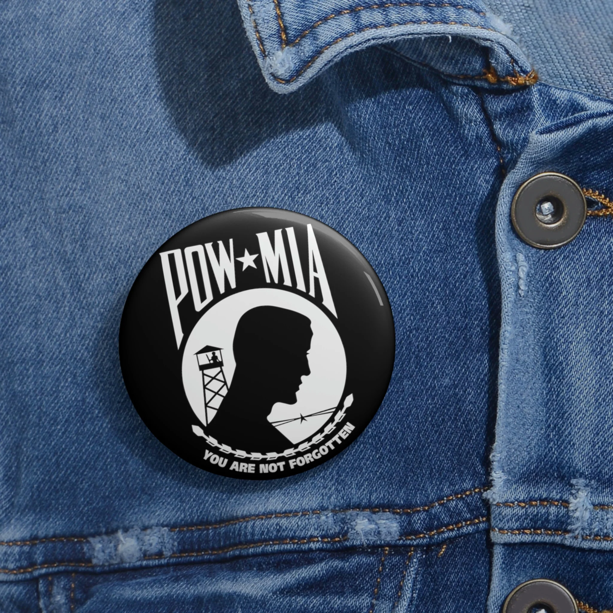 POW-MIA Flag Custom Pin Buttons - Image 4