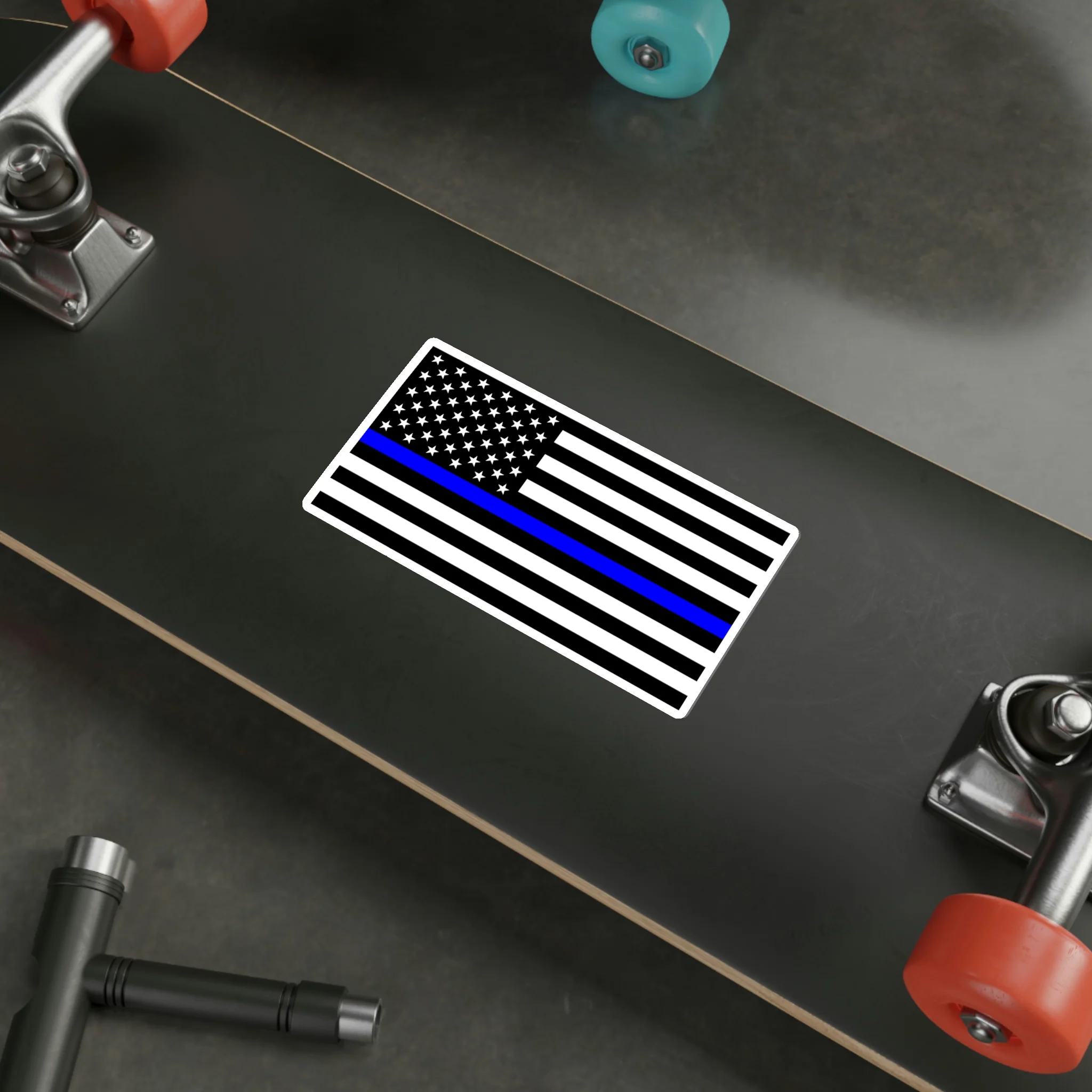 Thin Blue Line Flag Decal (indoor and outdoor use) - Image 3