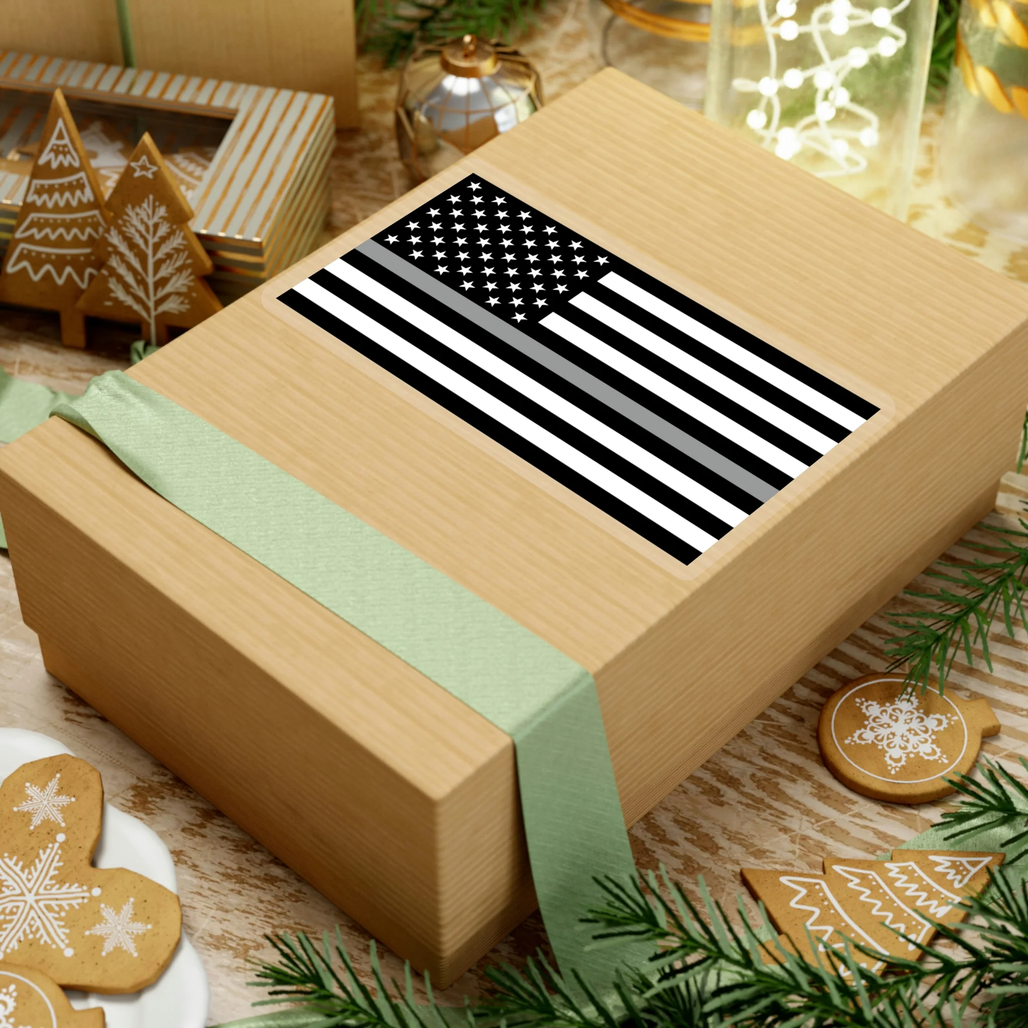 Thin Silver Line Flag Sticker - Image 19