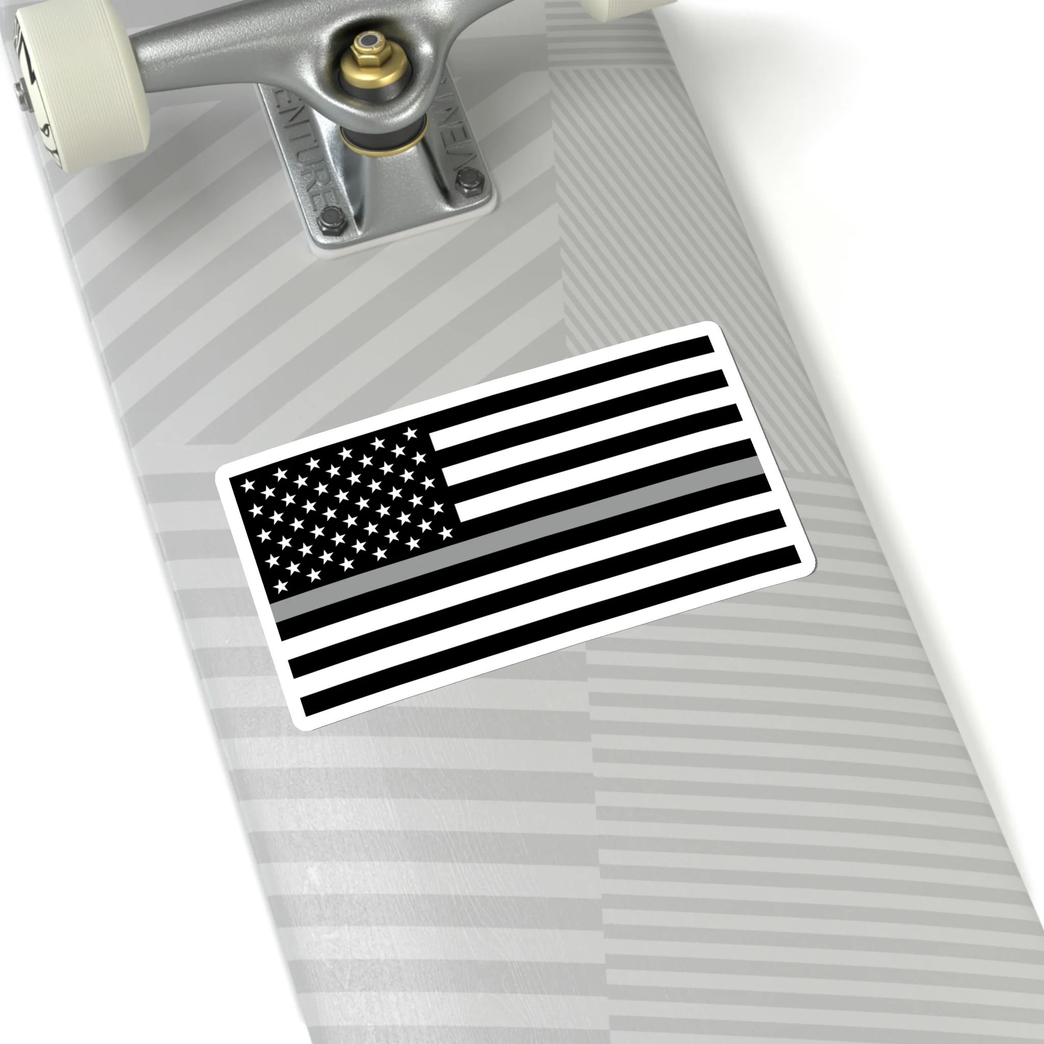 Thin Silver Line Flag Sticker - Image 21