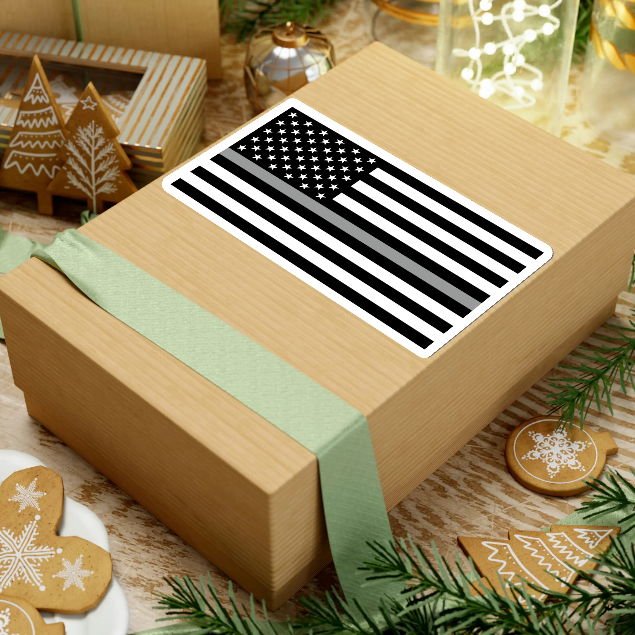Thin Silver Line Flag Sticker - Image 22