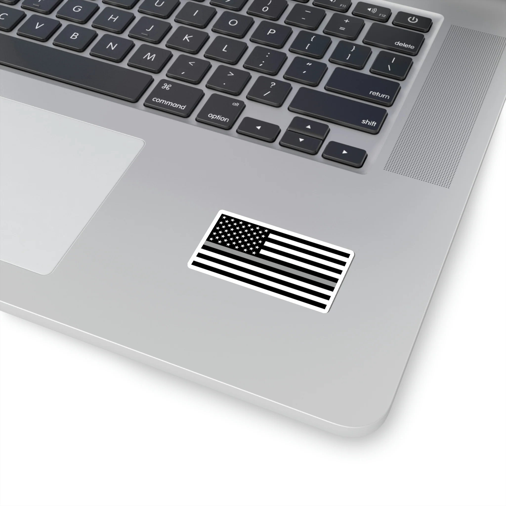 Thin Silver Line Flag Sticker - Image 3