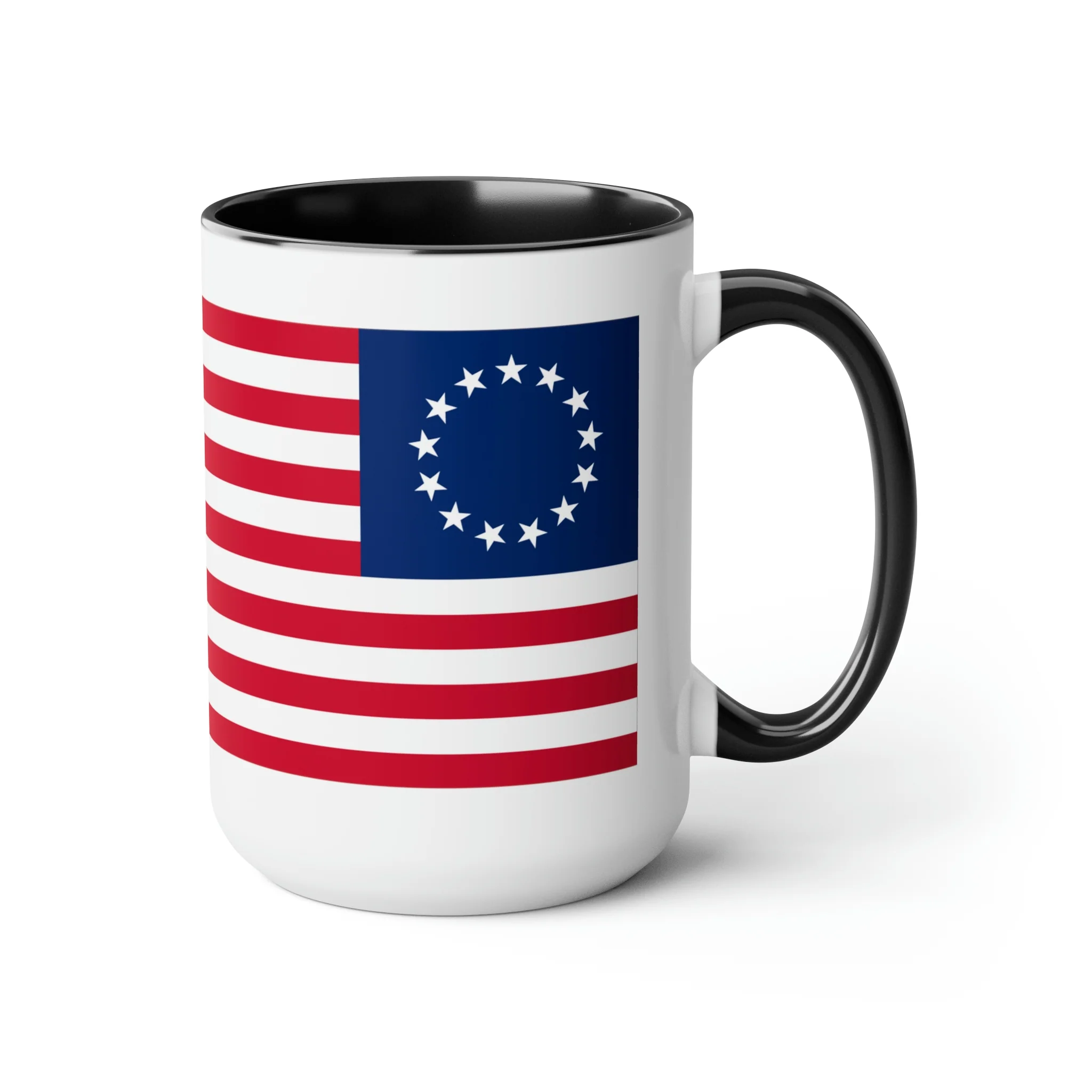 Two-Tone Betsy Ross Flag Coffee Mugs, 15oz - Image 3