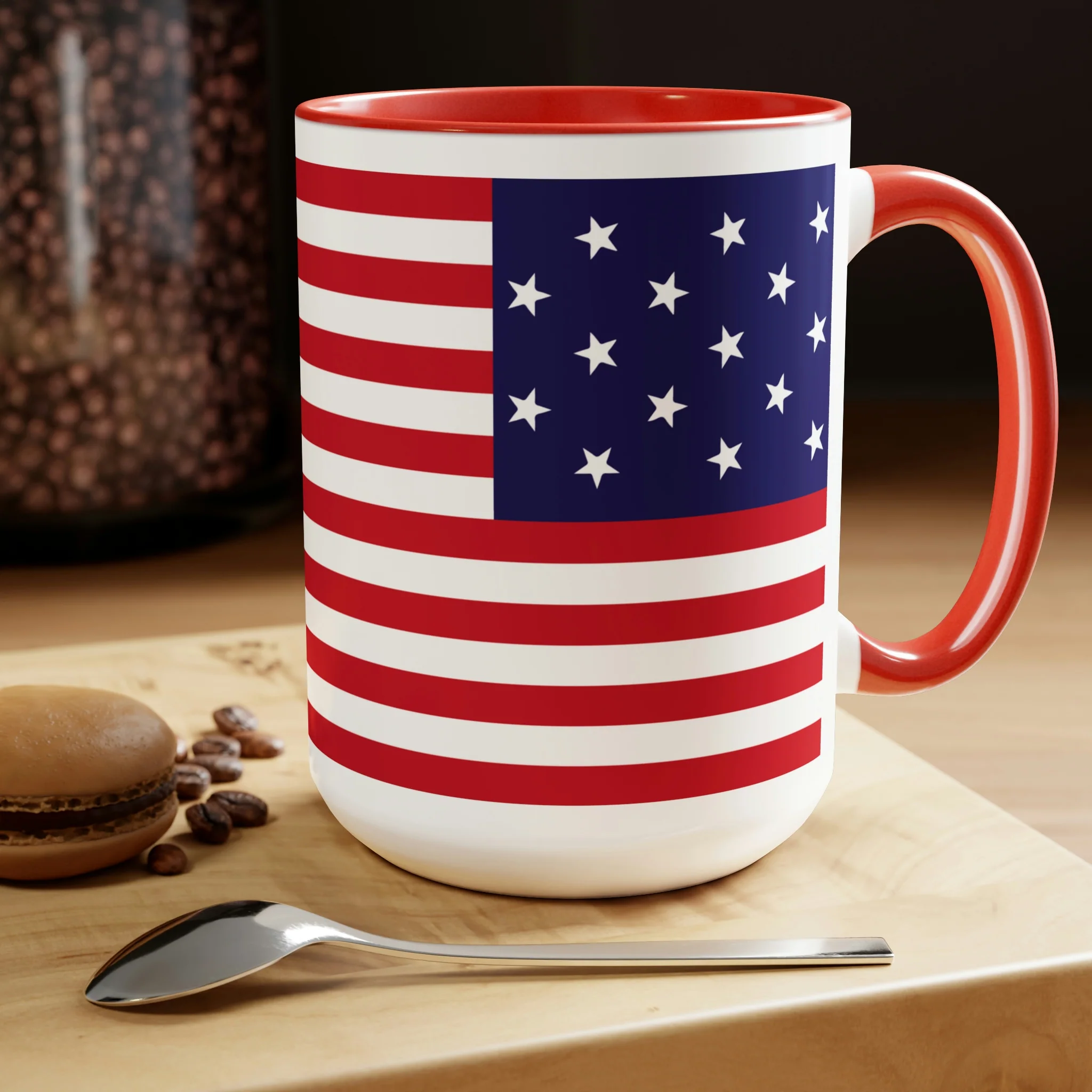 Two-Tone Star Spangled Banner Flag Coffee Mugs, 15oz - Image 24