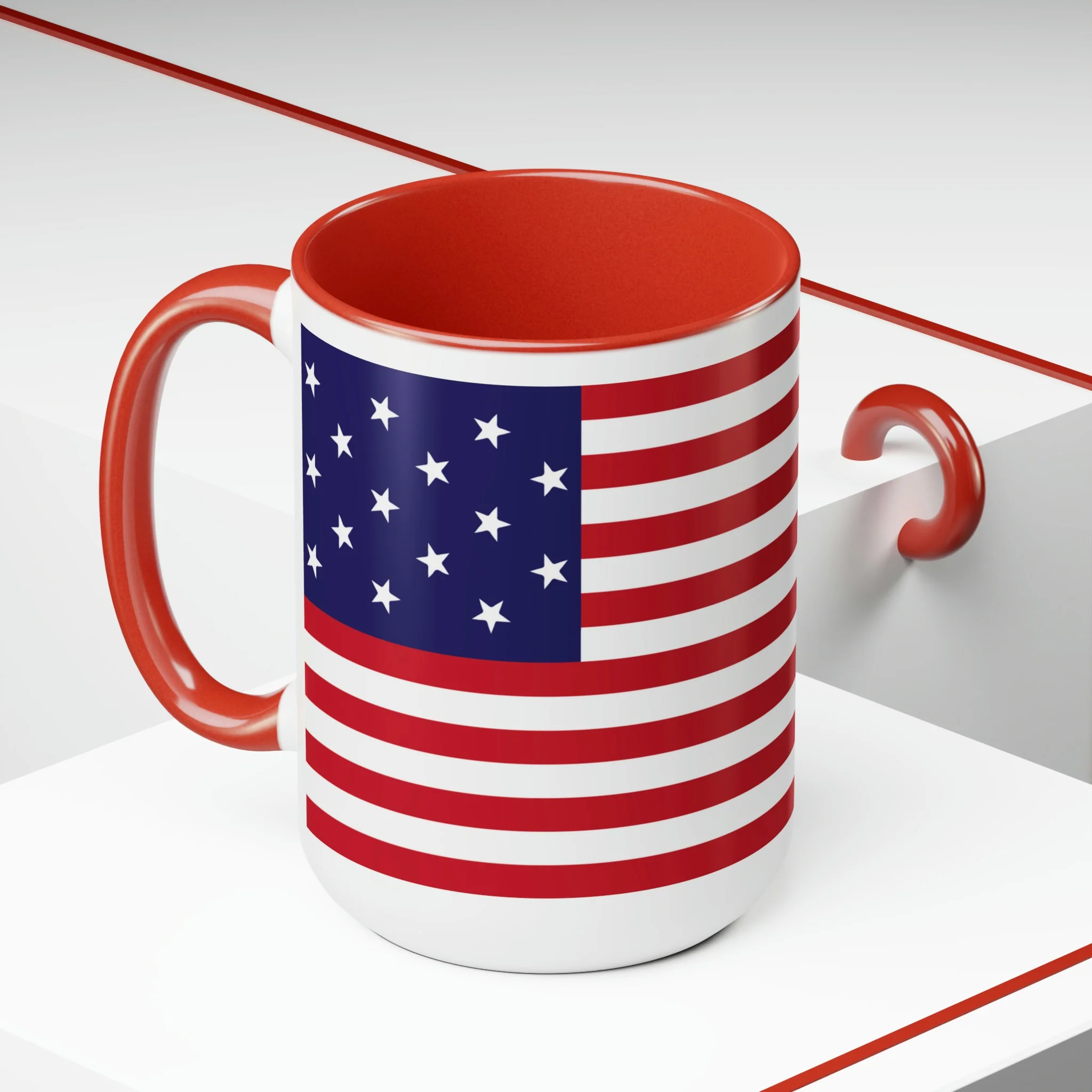 Two-Tone Star Spangled Banner Flag Coffee Mugs, 15oz - Image 25