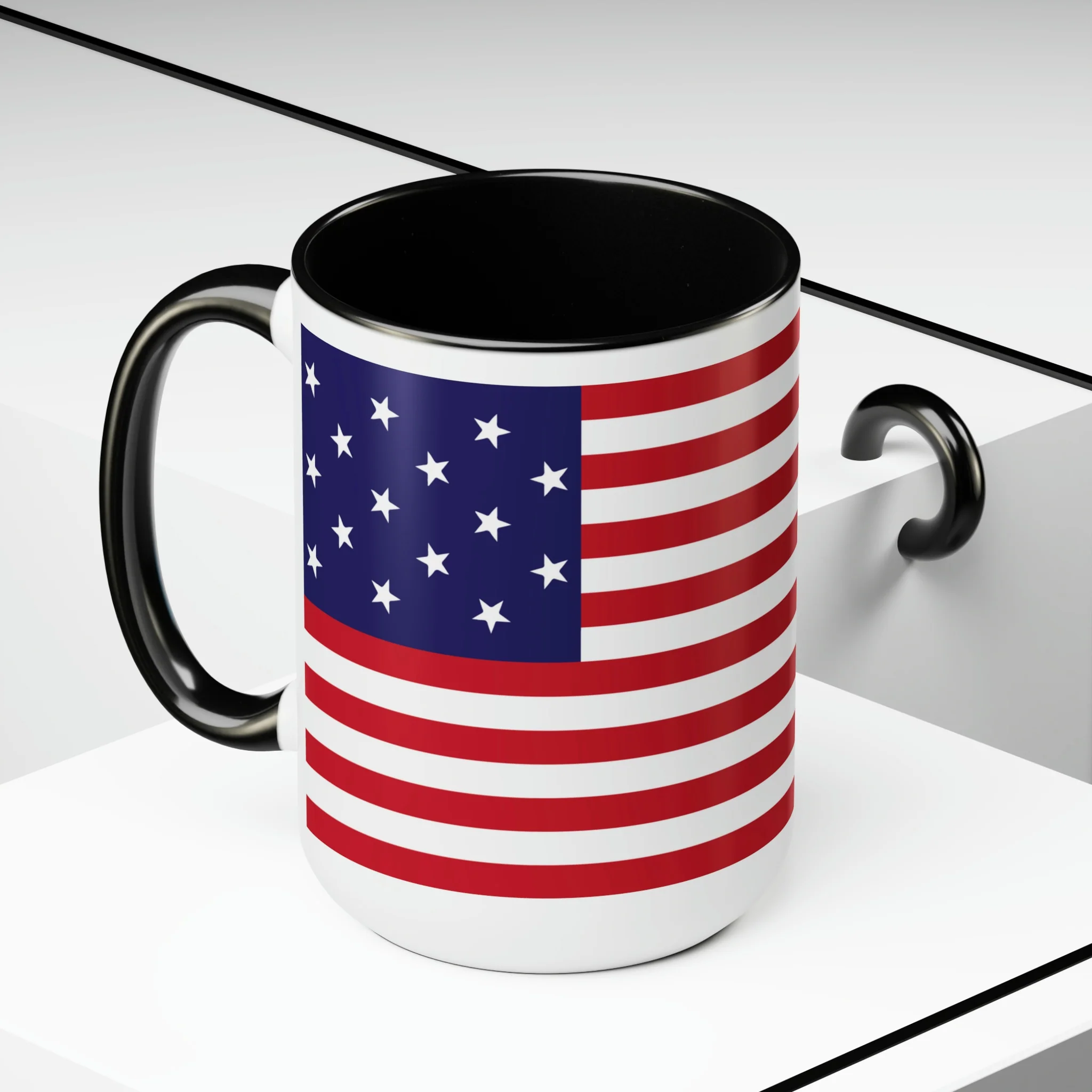 Two-Tone Star Spangled Banner Flag Coffee Mugs, 15oz - Image 5