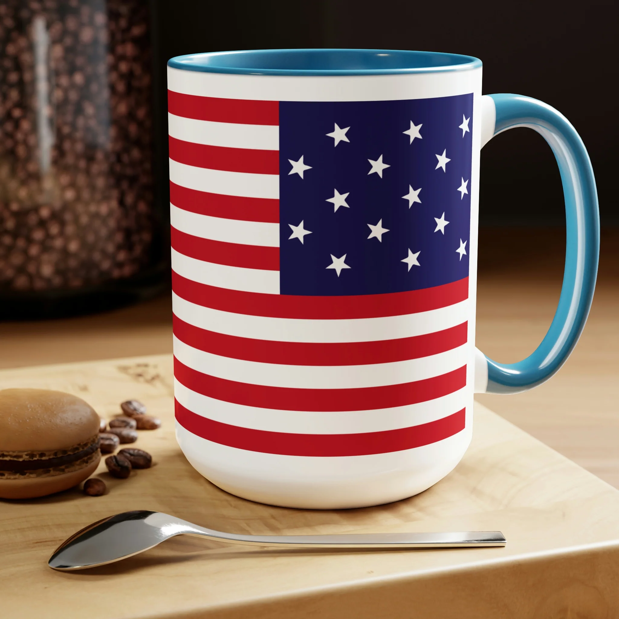 Two-Tone Star Spangled Banner Flag Coffee Mugs, 15oz - Image 9