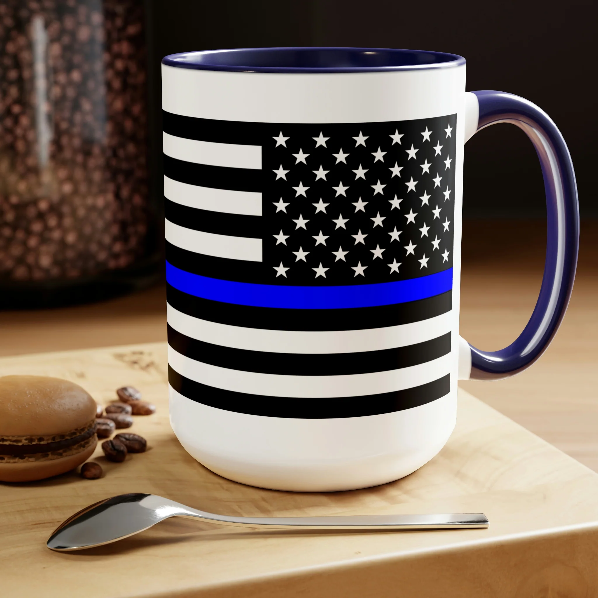 Two-Tone Thin Blue Line Flag Coffee Mugs, 15oz - Image 14
