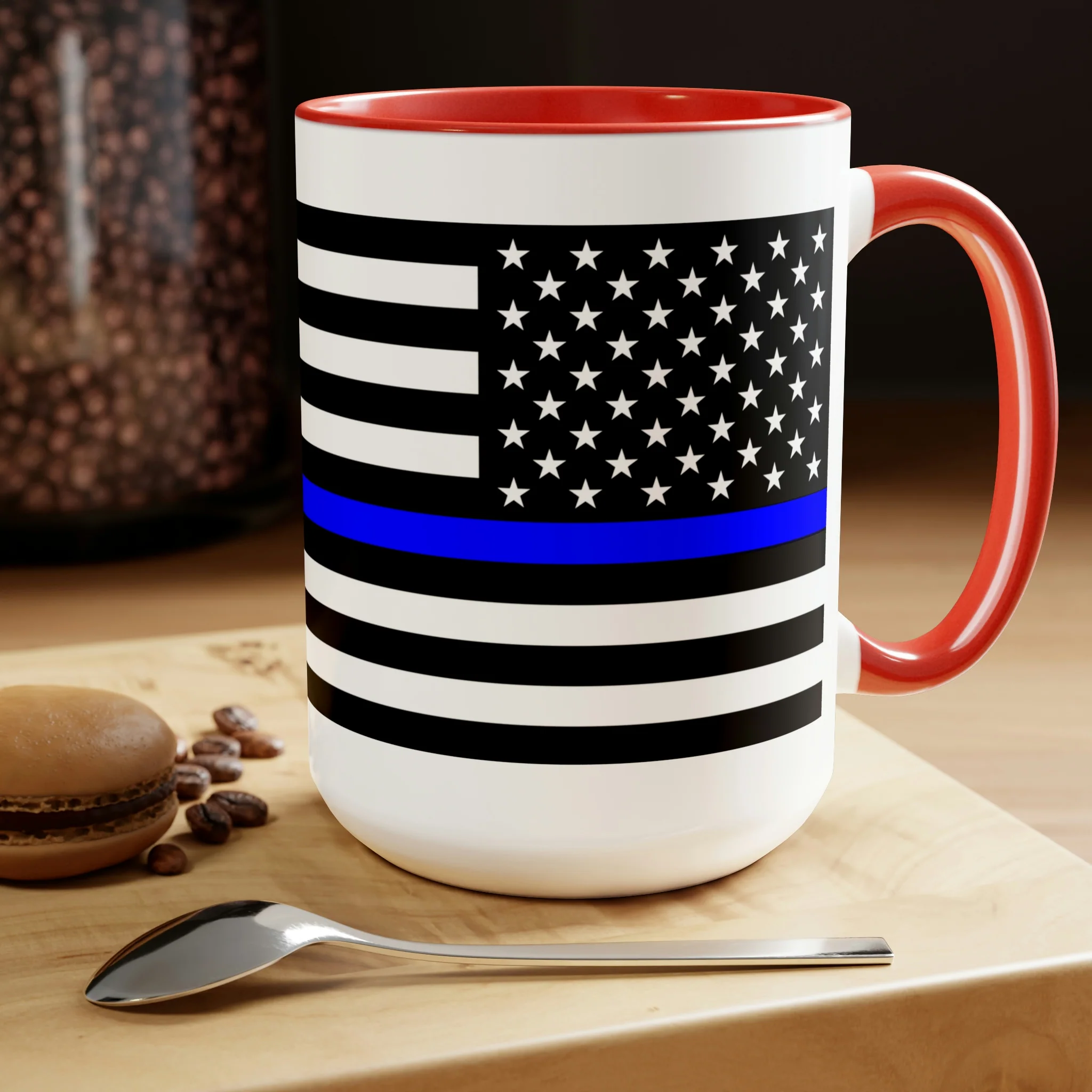 Two-Tone Thin Blue Line Flag Coffee Mugs, 15oz - Image 24