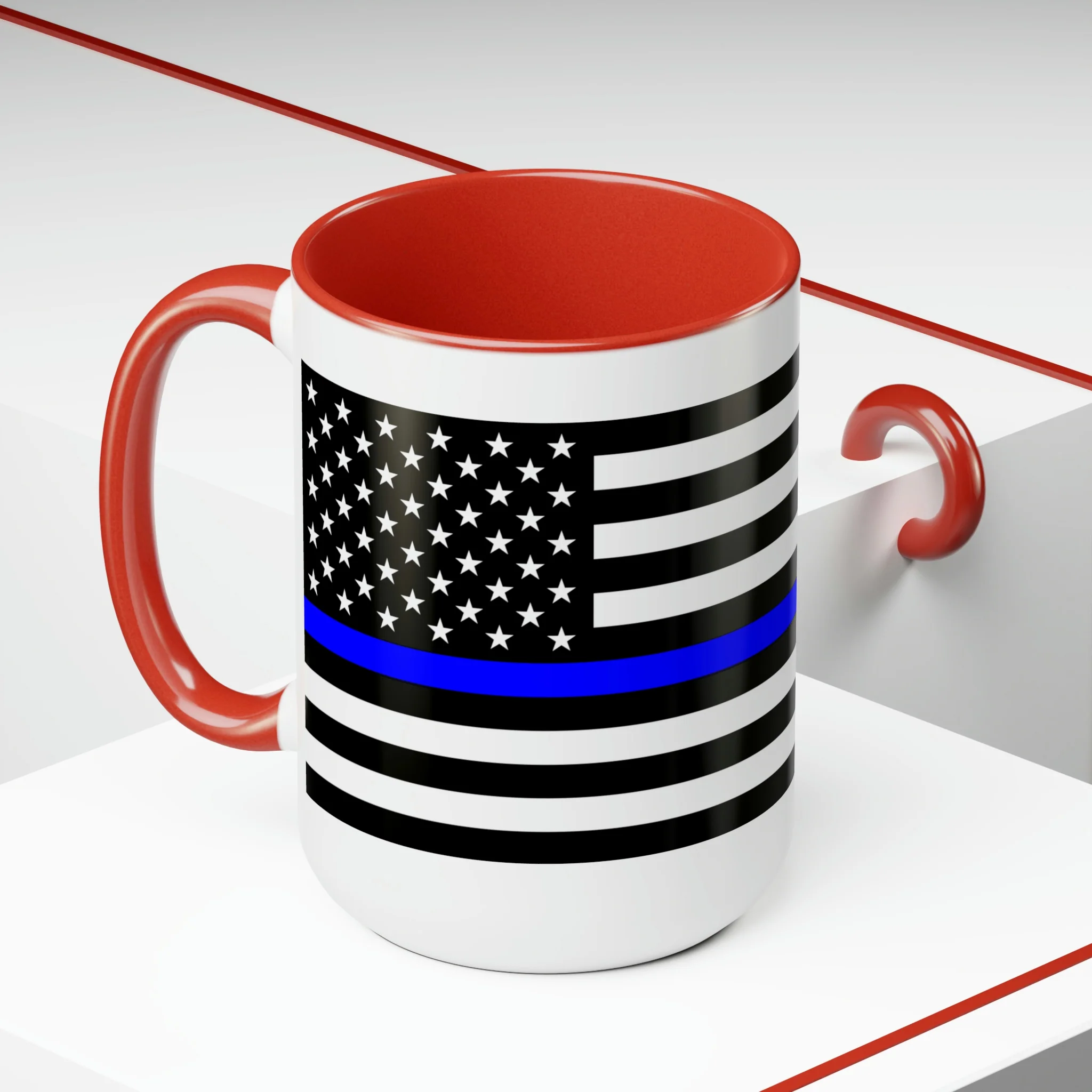 Two-Tone Thin Blue Line Flag Coffee Mugs, 15oz - Image 25