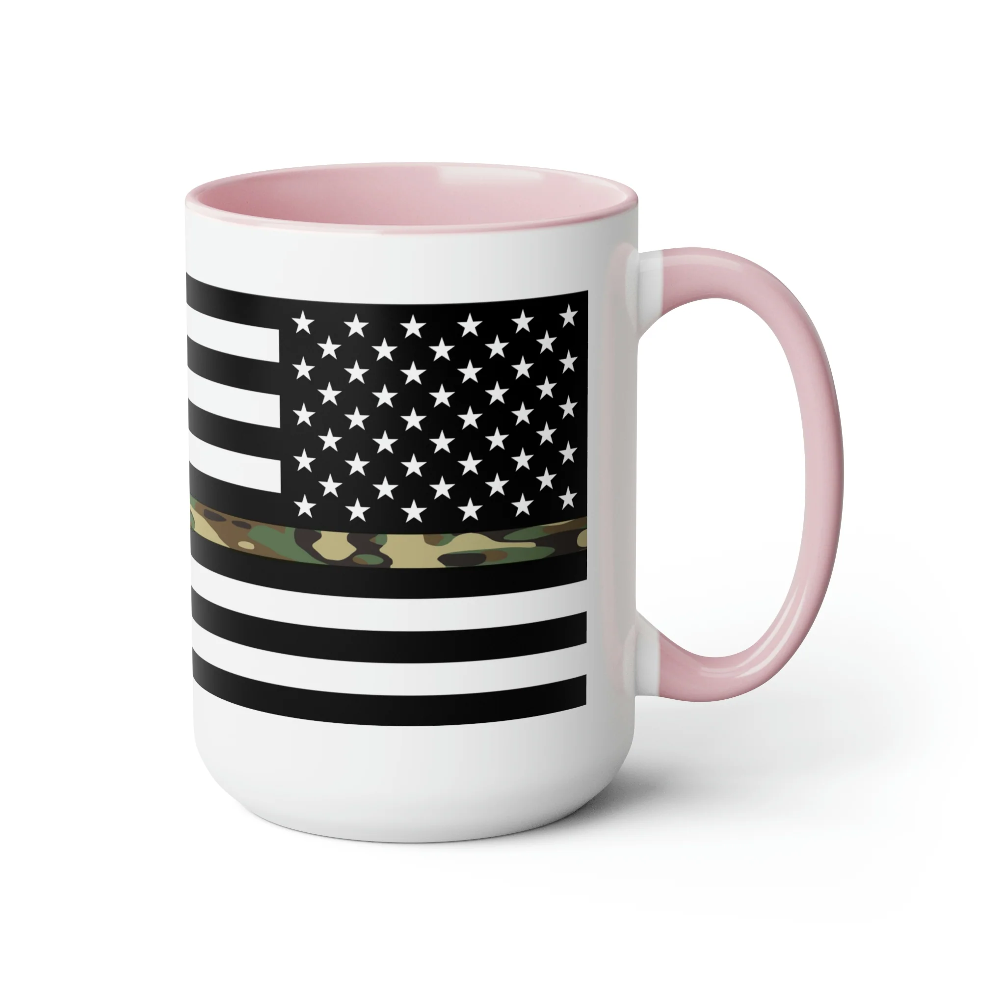 Two-Tone Thin Camo Line Flag Coffee Mugs, 15oz - Image 18