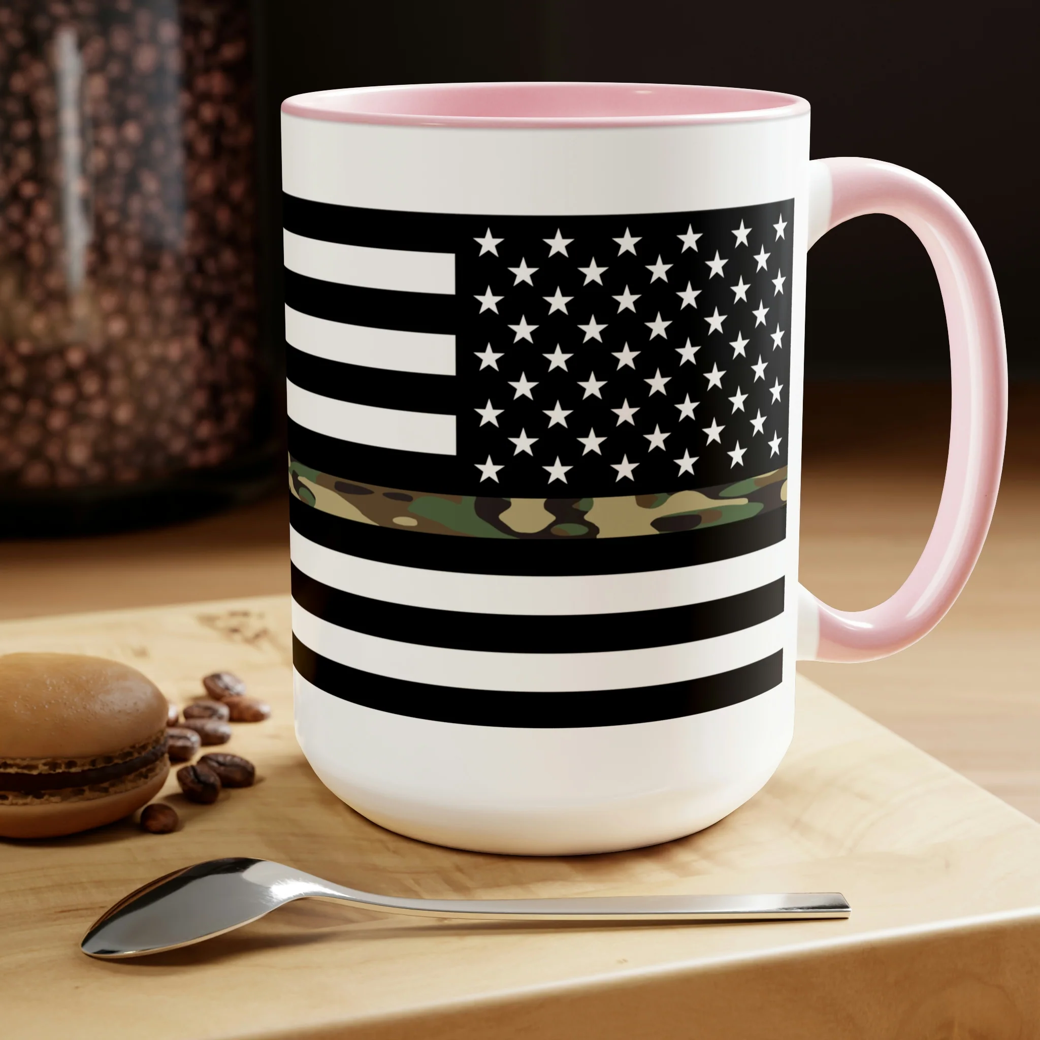 Two-Tone Thin Camo Line Flag Coffee Mugs, 15oz - Image 19