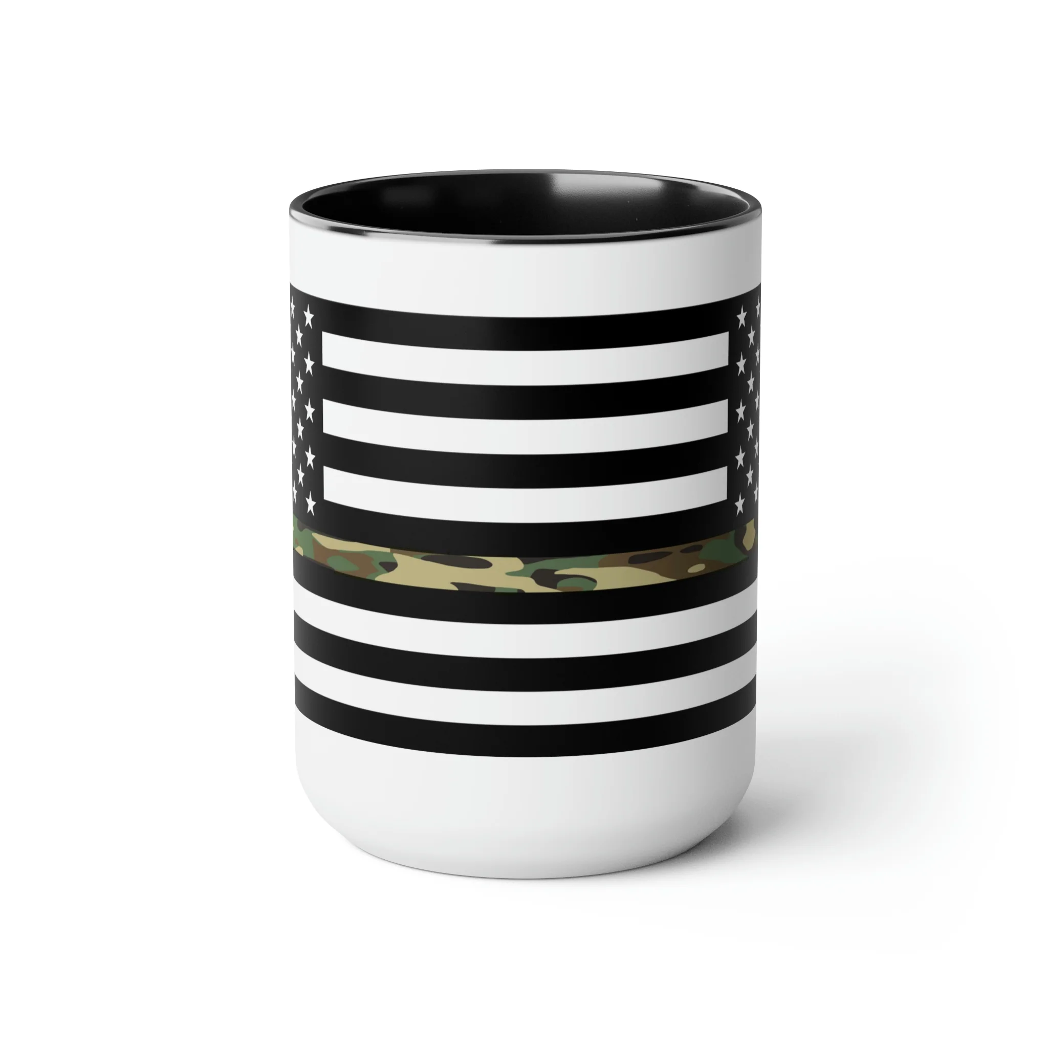 Two-Tone Thin Camo Line Flag Coffee Mugs, 15oz - Image 2