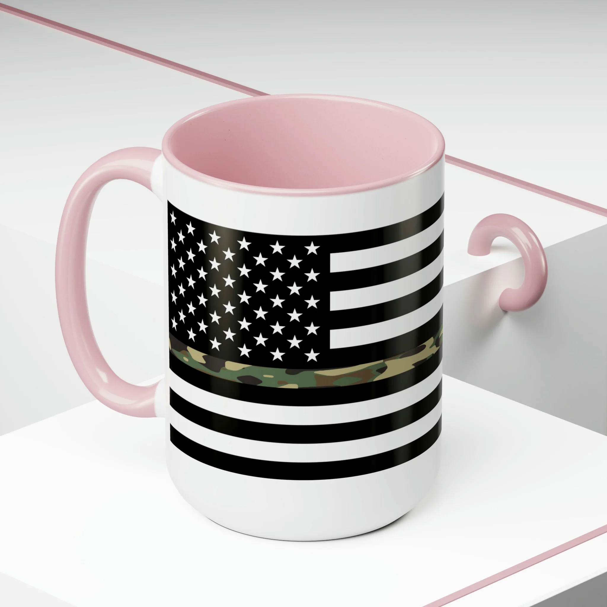 Two-Tone Thin Camo Line Flag Coffee Mugs, 15oz - Image 20