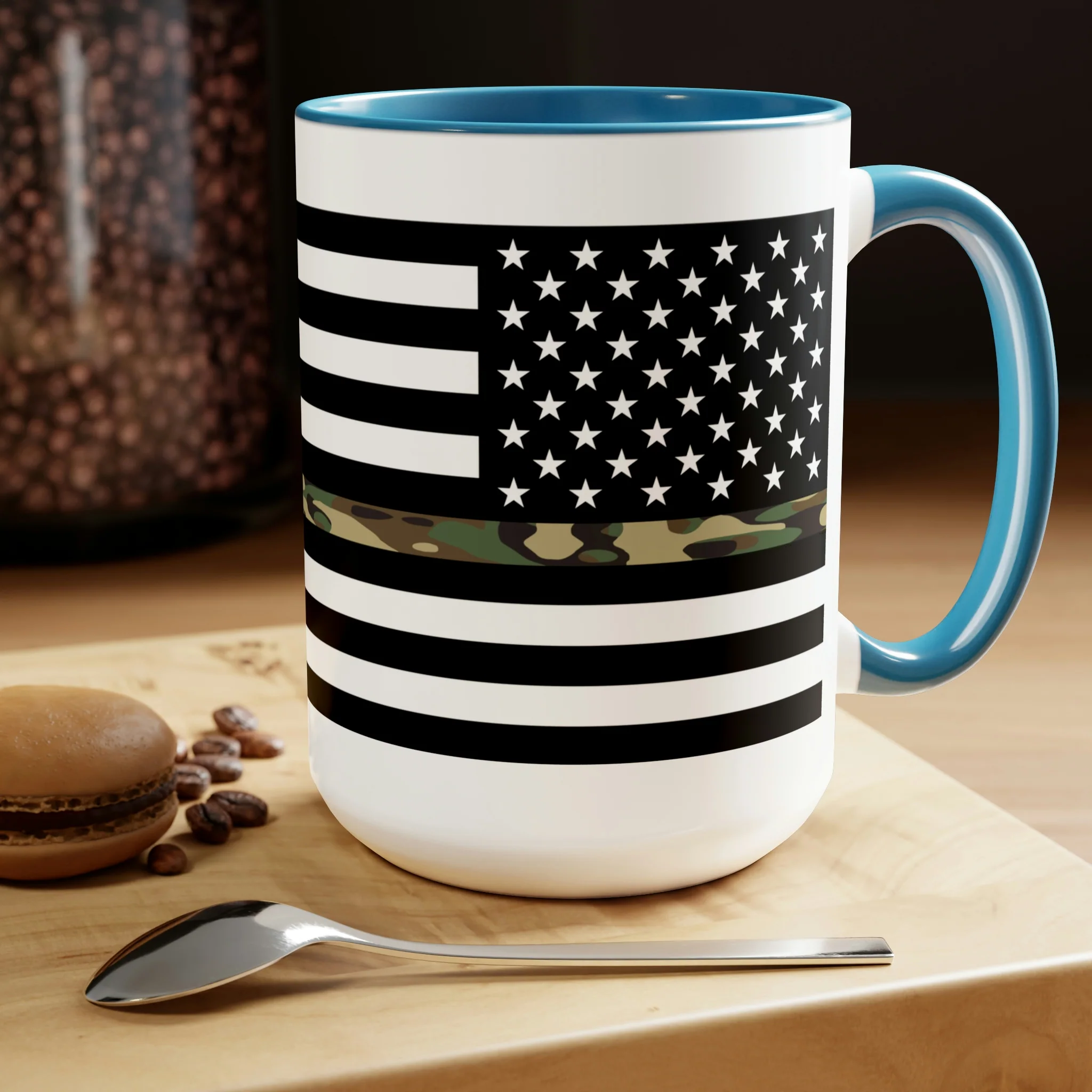 Two-Tone Thin Camo Line Flag Coffee Mugs, 15oz - Image 9