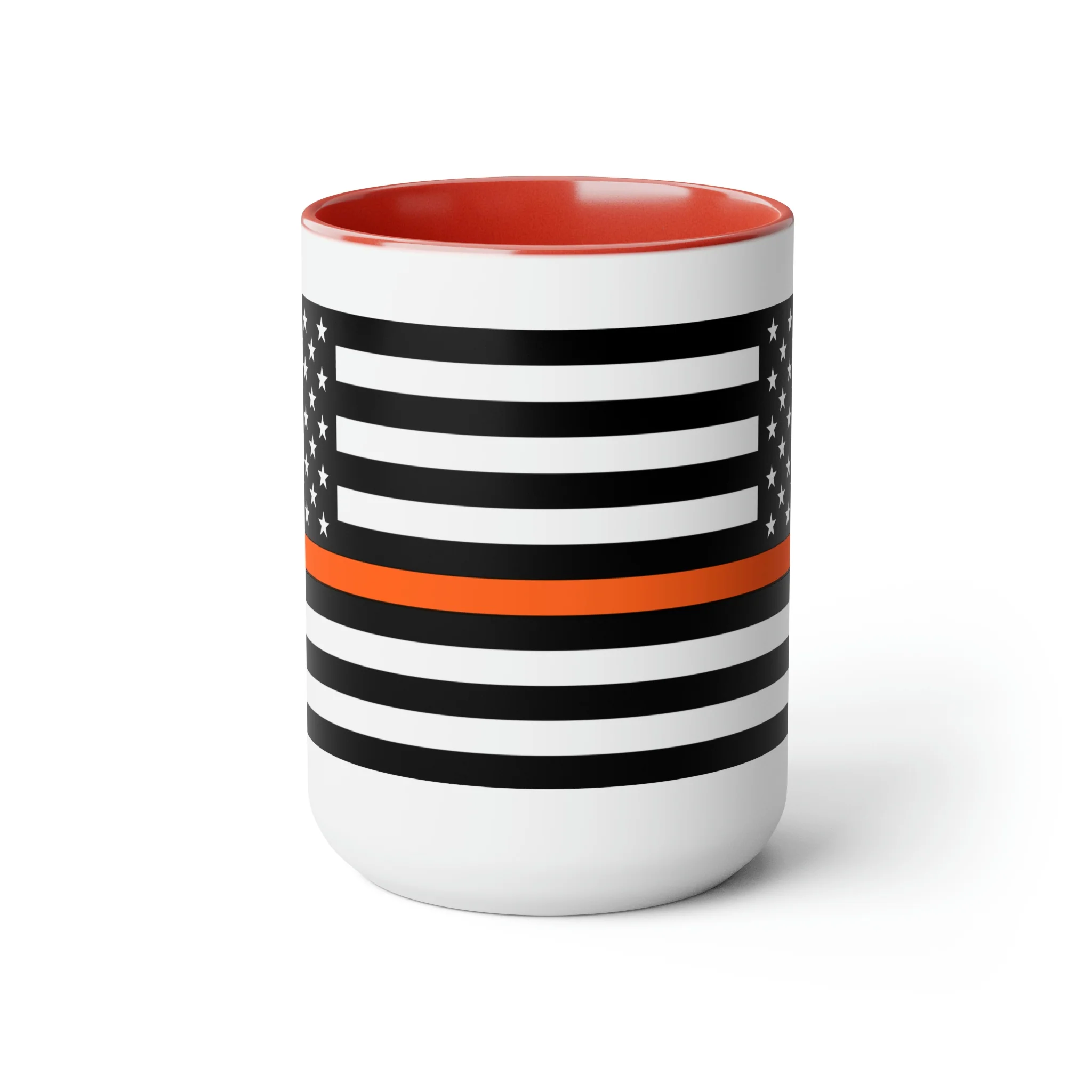 Two-Tone Thin Orange Line Flag Coffee Mugs, 15oz - Image 22