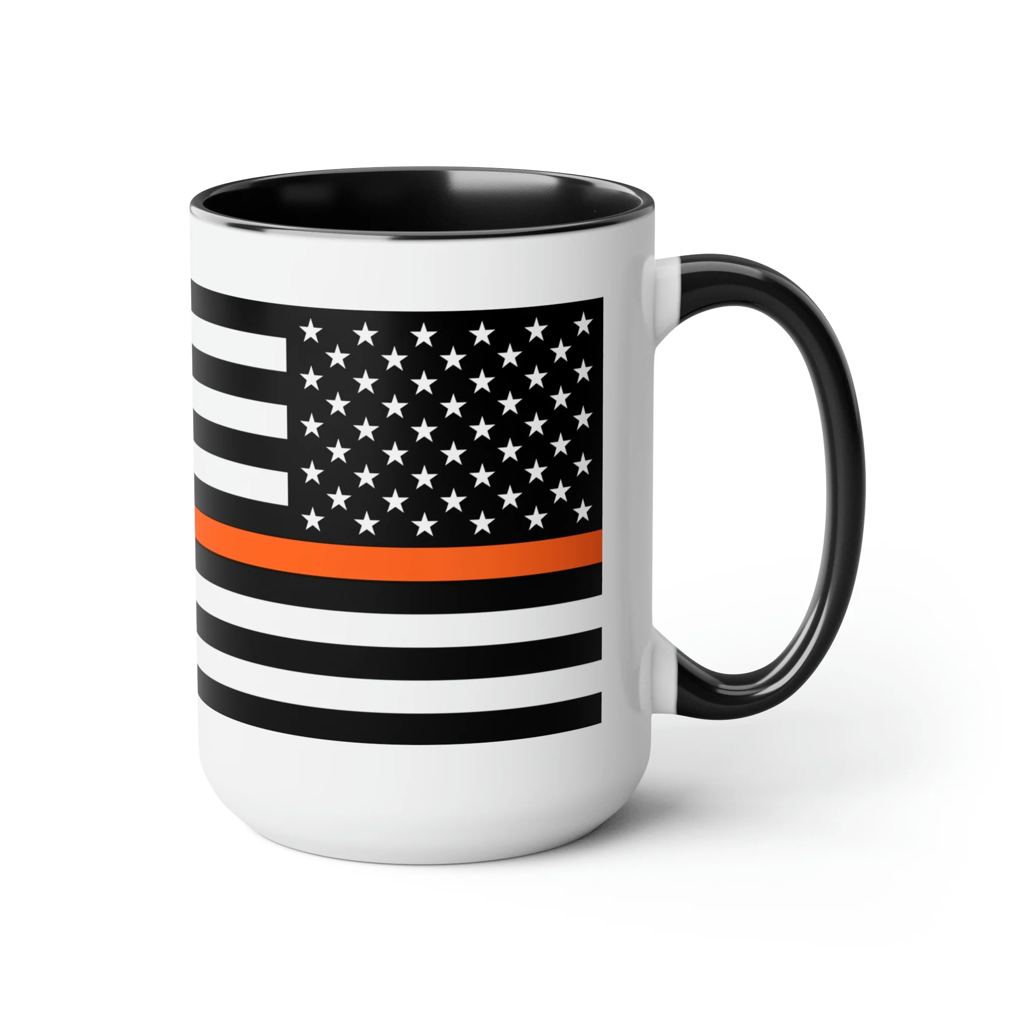 Two-Tone Thin Orange Line Flag Coffee Mugs, 15oz - Image 3