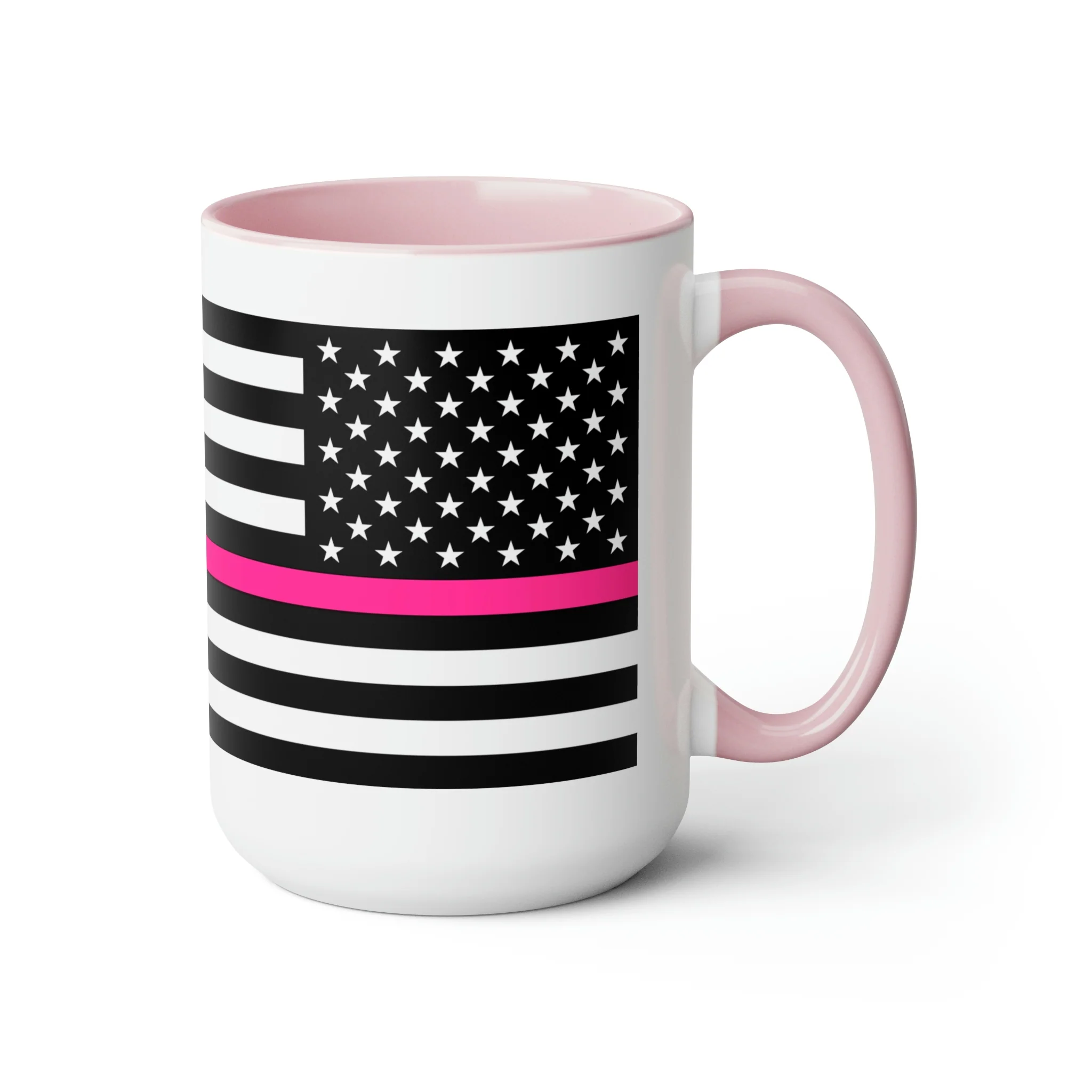 Two-Tone Thin Pink Line Flag Coffee Mugs, 15oz - Image 18