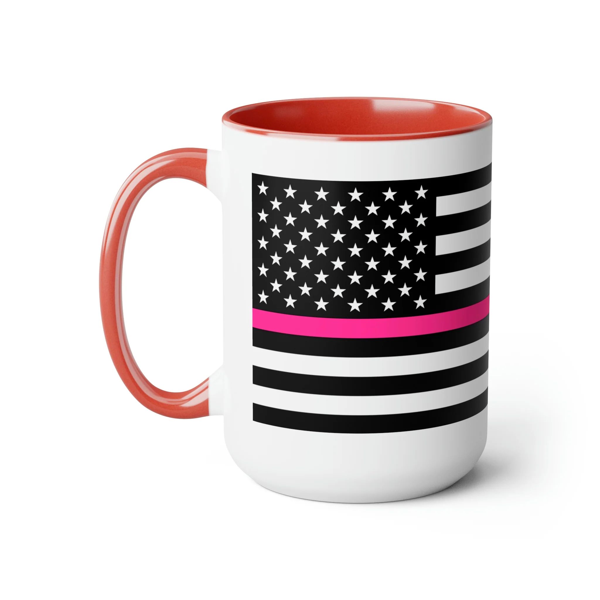 Two-Tone Thin Pink Line Flag Coffee Mugs, 15oz - Image 21