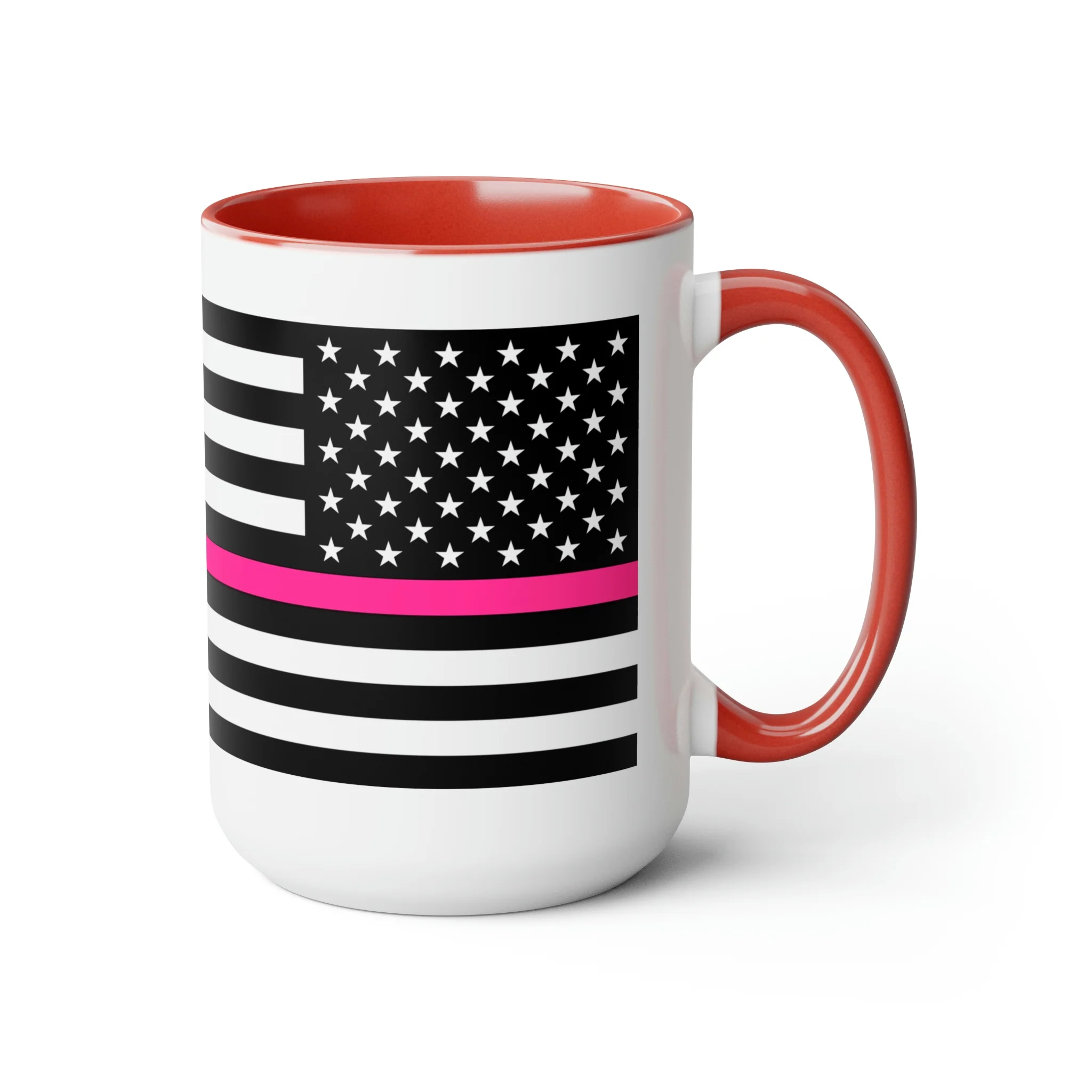 Two-Tone Thin Pink Line Flag Coffee Mugs, 15oz - Image 23