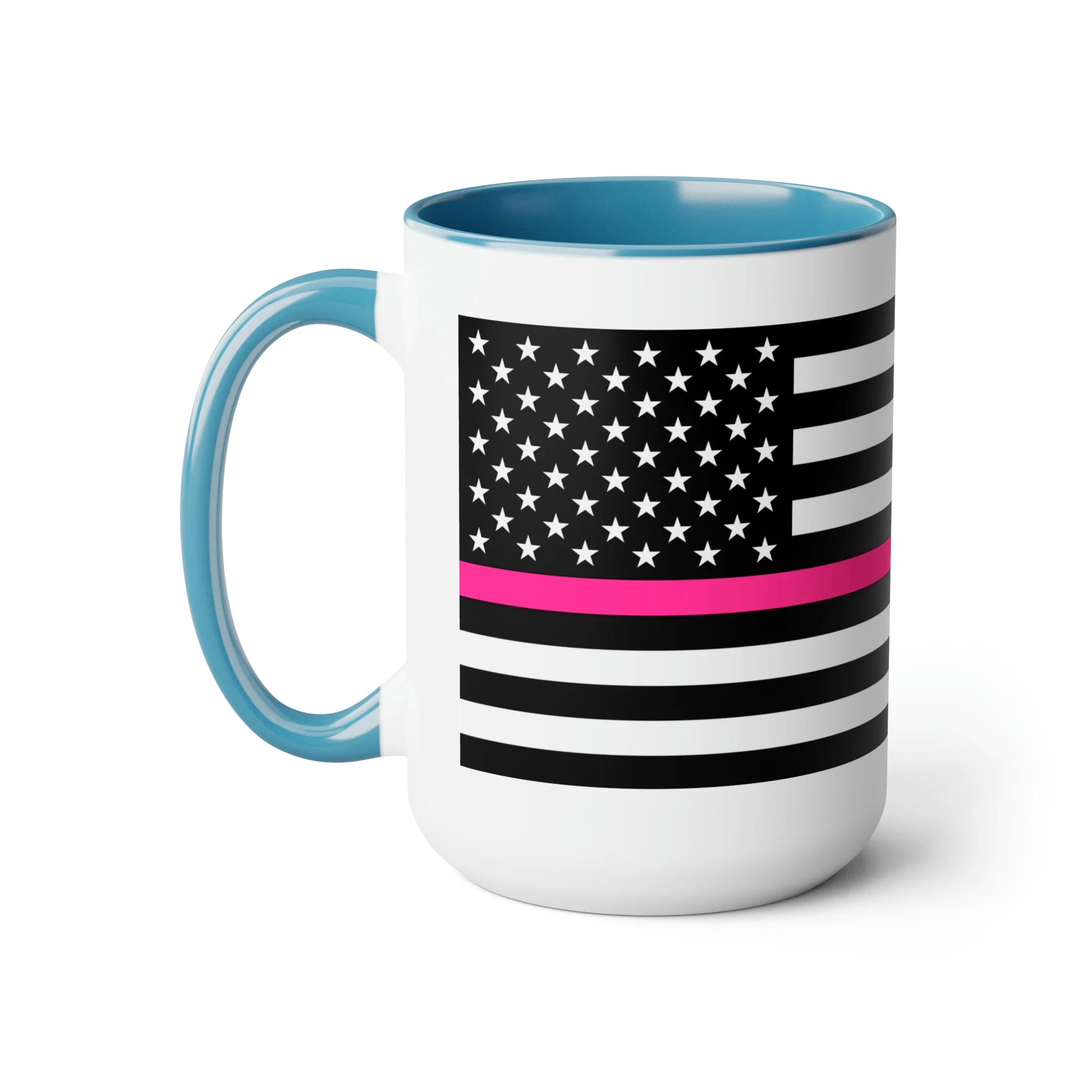 Two-Tone Thin Pink Line Flag Coffee Mugs, 15oz - Image 6