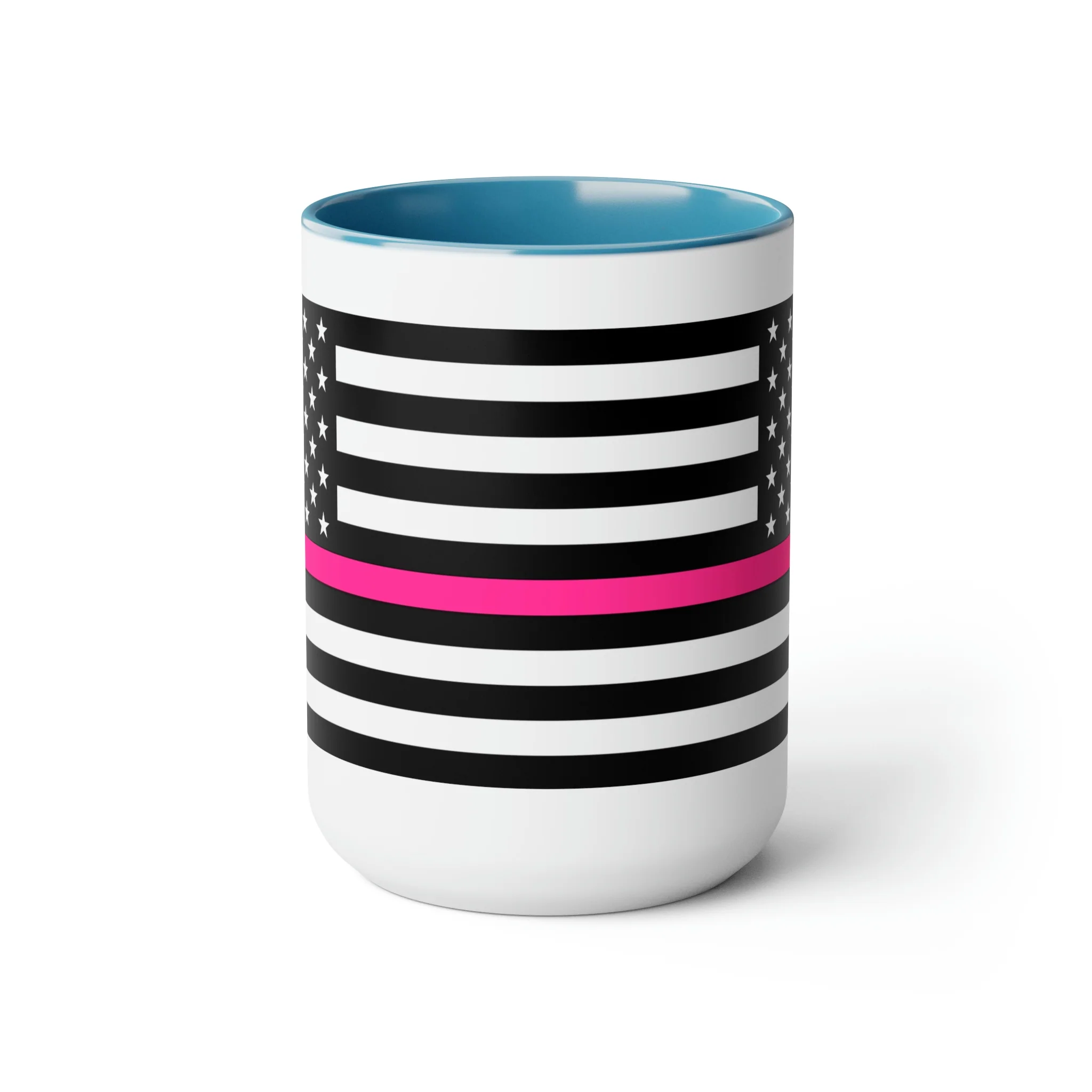 Two-Tone Thin Pink Line Flag Coffee Mugs, 15oz - Image 7