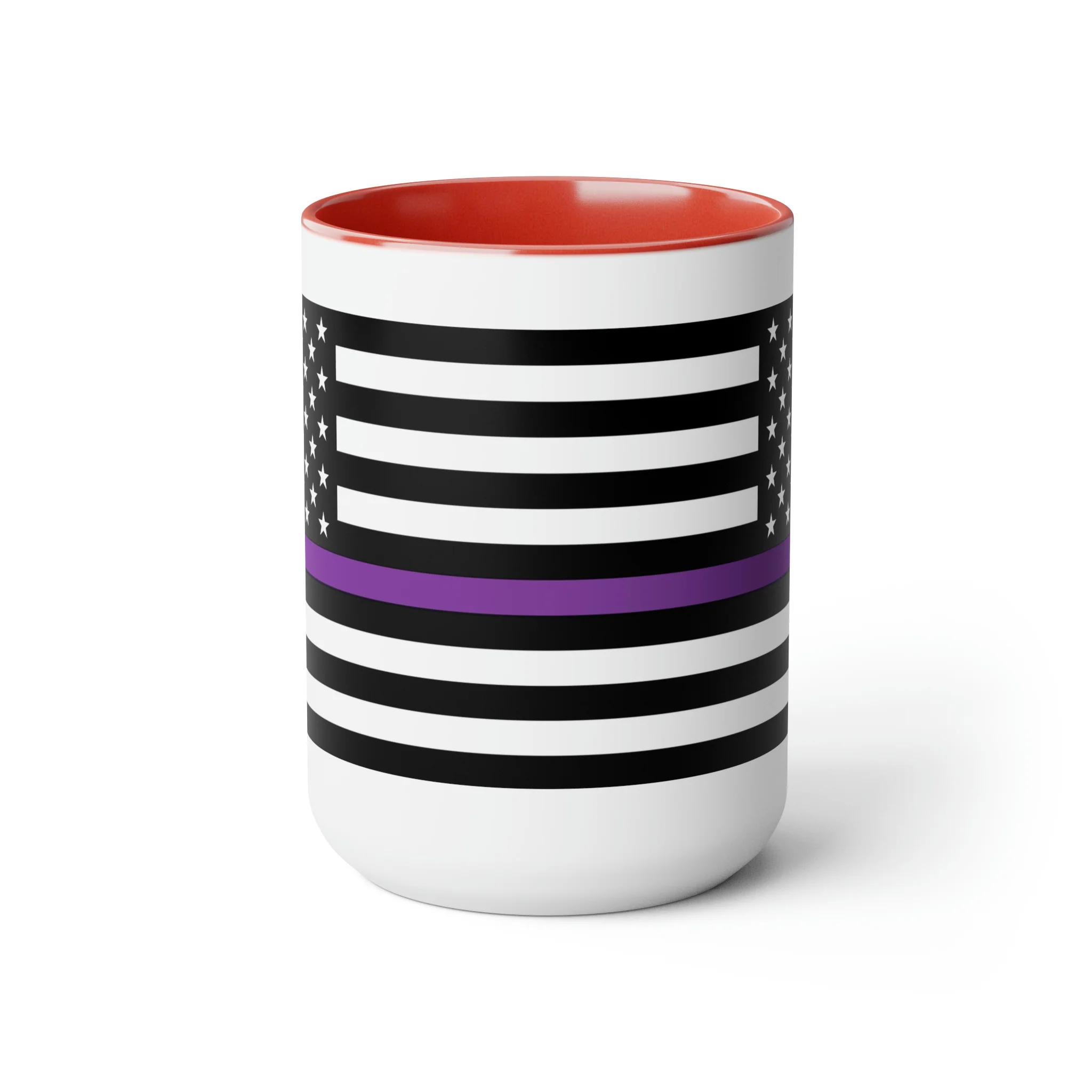 Two-Tone Thin Purple Line Flag Coffee Mugs, 15oz - Image 22