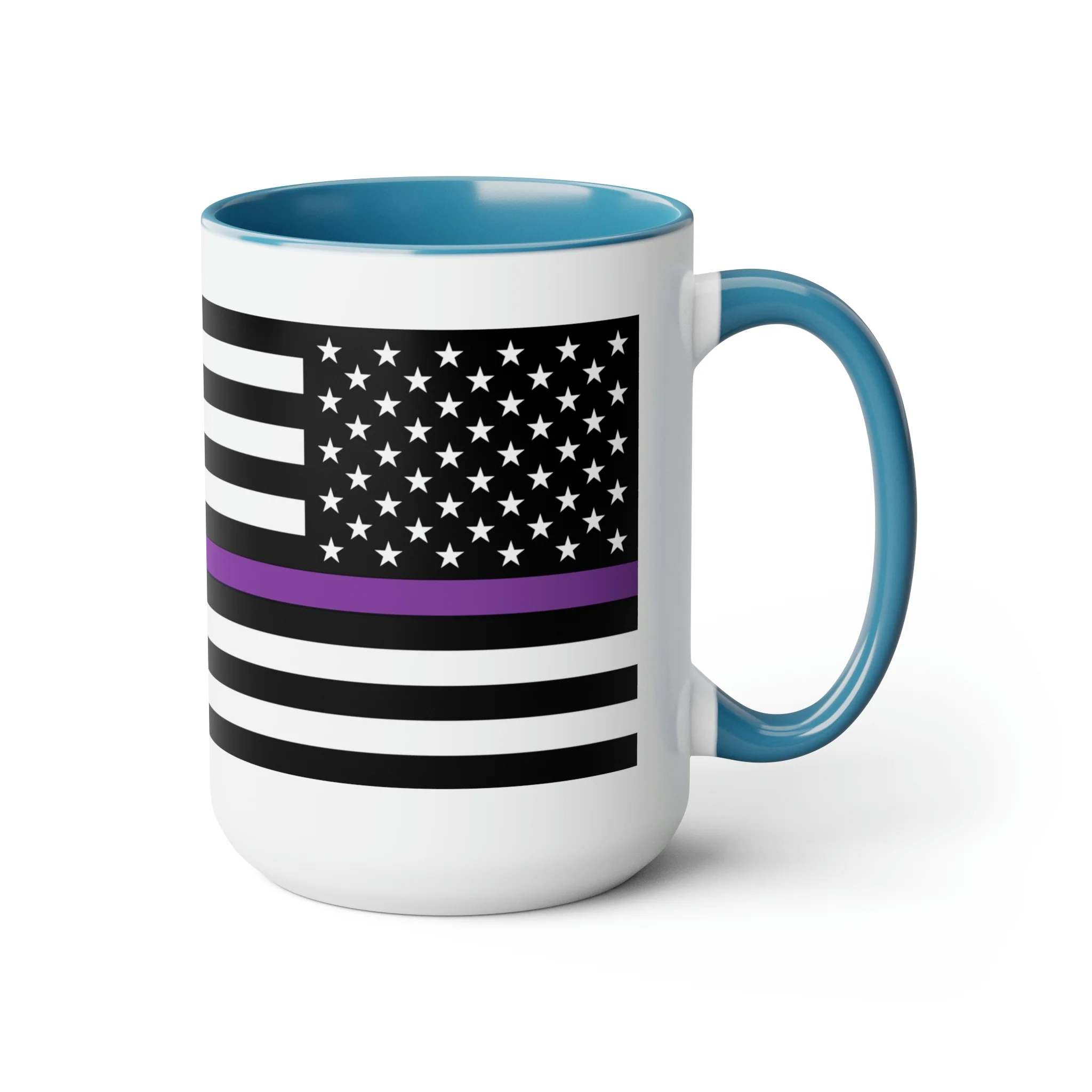 Two-Tone Thin Purple Line Flag Coffee Mugs, 15oz - Image 8