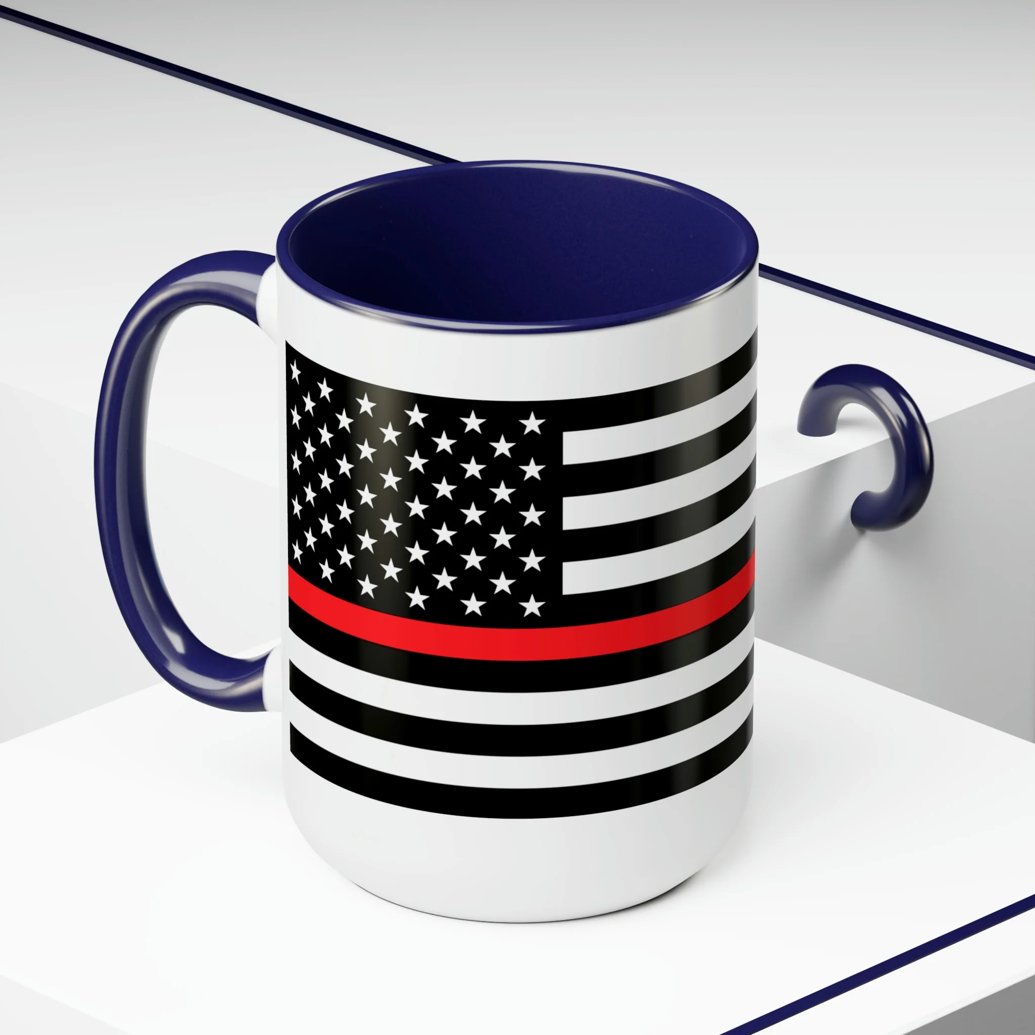 Two-Tone Thin Red Line Flag Coffee Mugs, 15oz - Image 15
