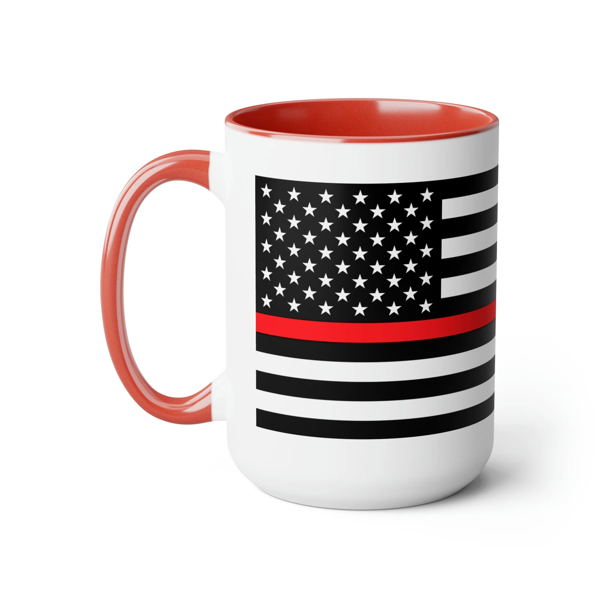 Two-Tone Thin Red Line Flag Coffee Mugs, 15oz - Image 21