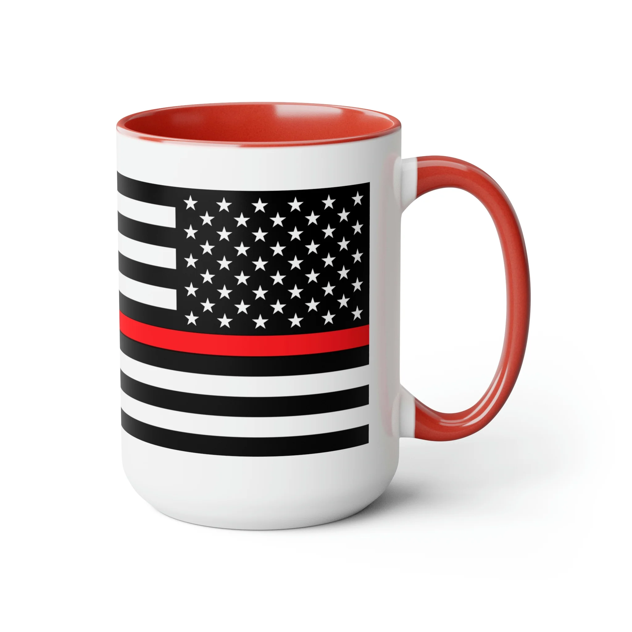 Two-Tone Thin Red Line Flag Coffee Mugs, 15oz - Image 23