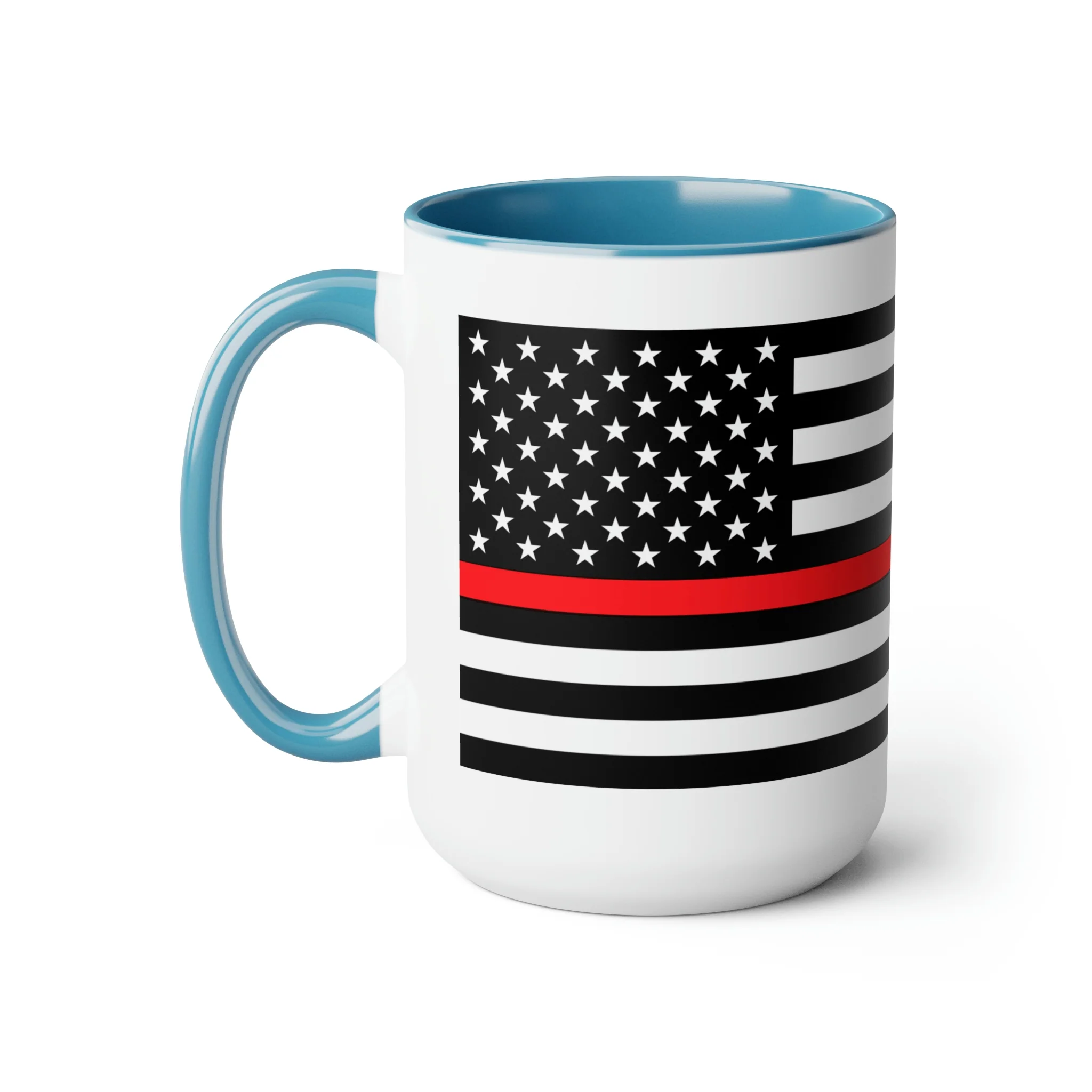 Two-Tone Thin Red Line Flag Coffee Mugs, 15oz - Image 6