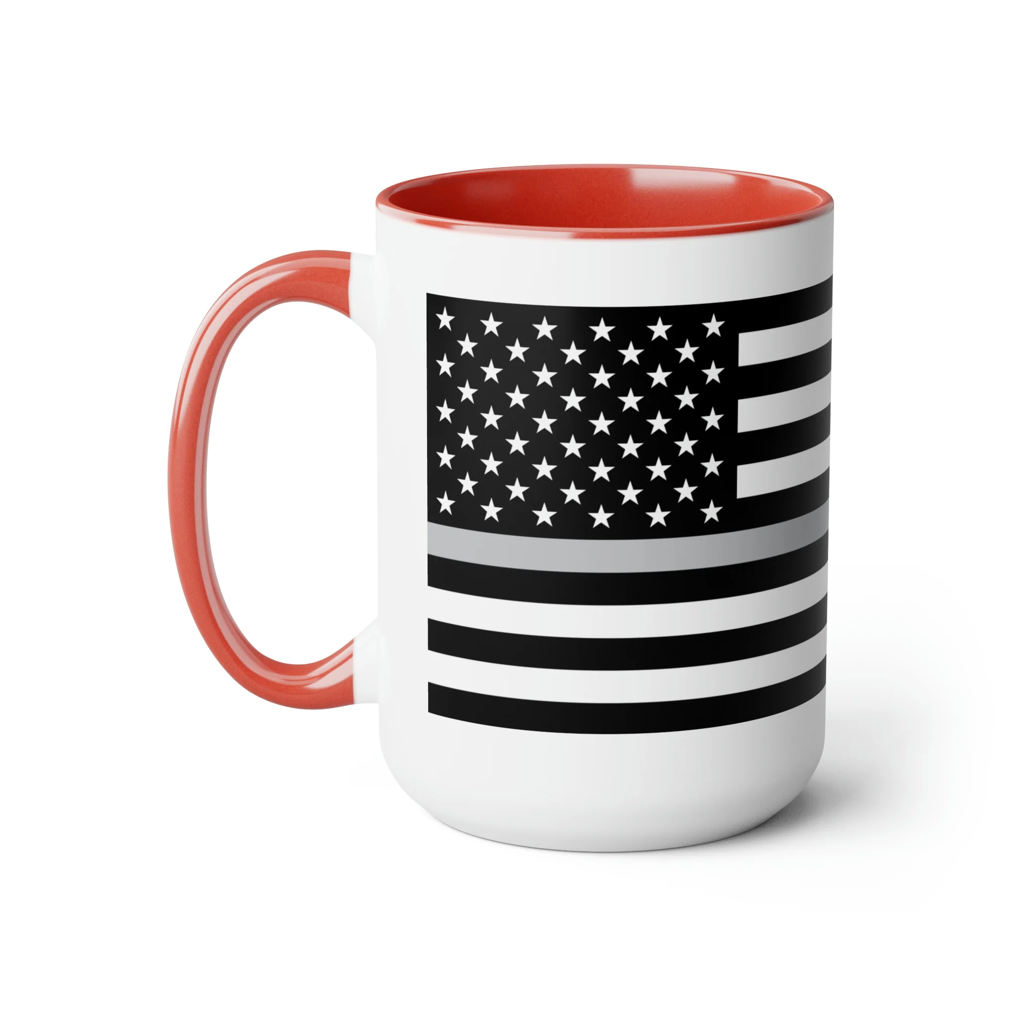 Two-Tone Thin Silver Line Flag Coffee Mugs, 15oz - Image 21