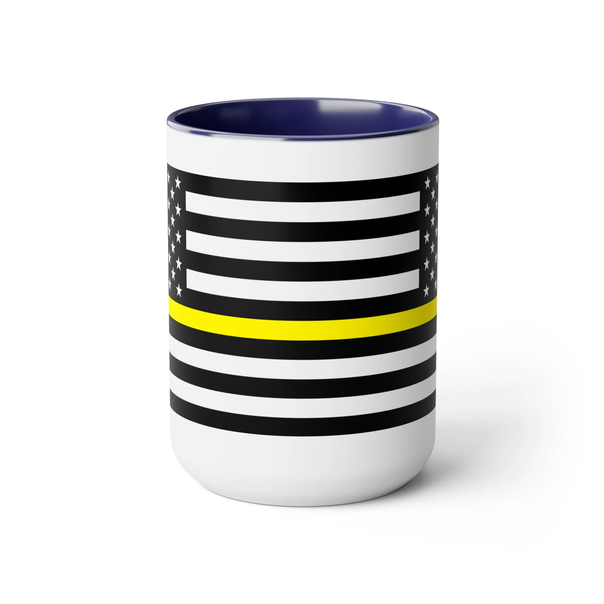 Two-Tone Thin Yellow Line Flag Coffee Mugs, 15oz - Image 12