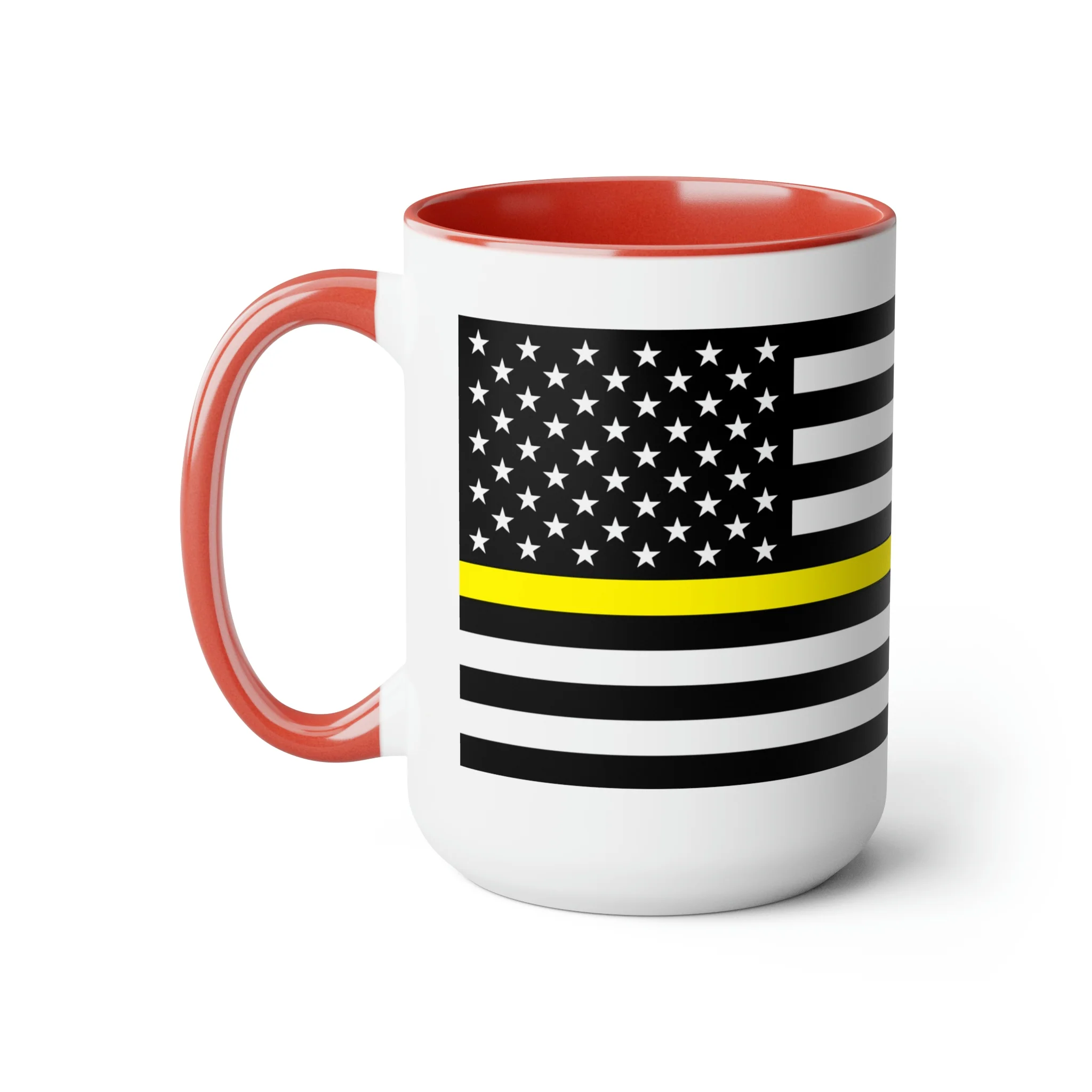 Two-Tone Thin Yellow Line Flag Coffee Mugs, 15oz - Image 21